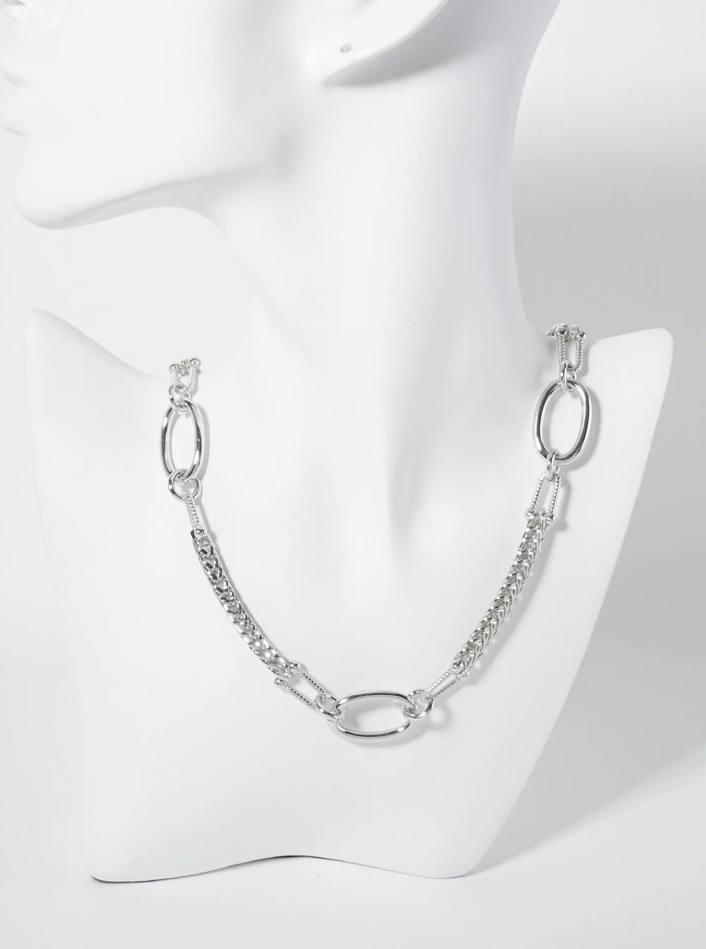 Three Oval-Shaped Accents 18K-Gold-Dipped 5mm Wheat-Chain Necklace