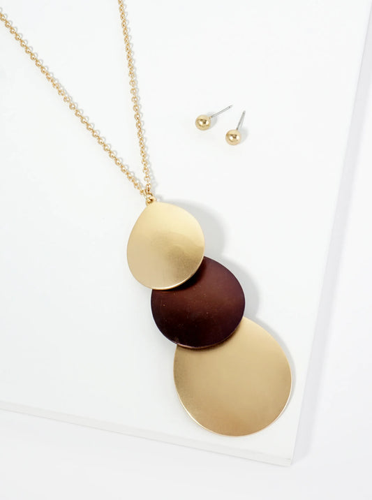 Three Overlapping Teardrop Pendant 32 Inch Long Necklace