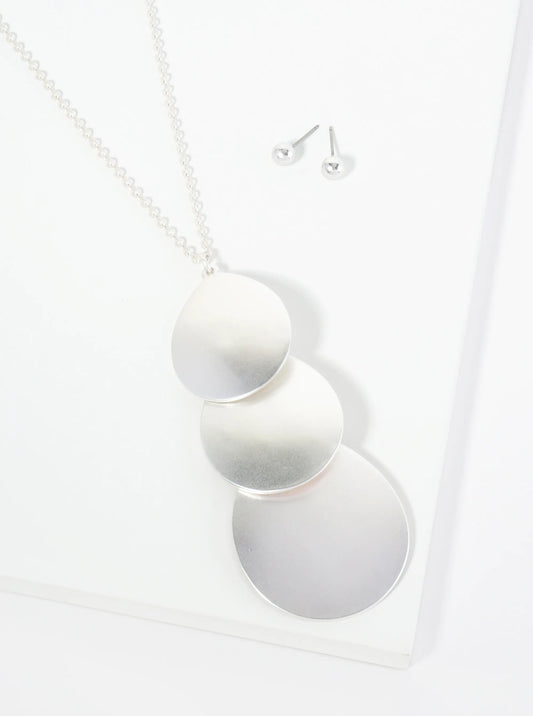 Three Overlapping Teardrop Pendant 32 Inch Long Necklace