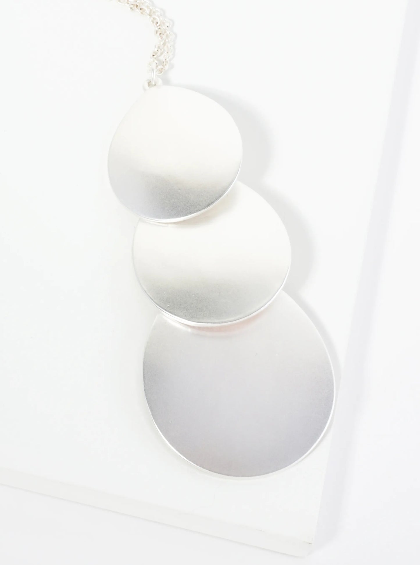 Three Overlapping Teardrop Pendant 32 Inch Long Necklace