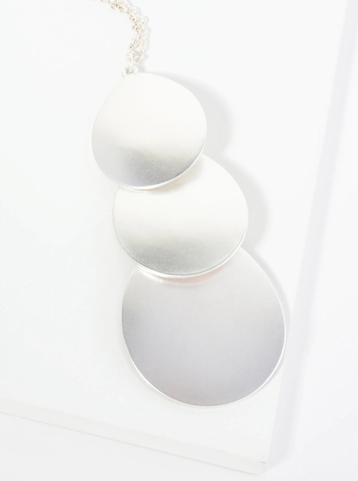 Three Overlapping Teardrop Pendant 32 Inch Long Necklace