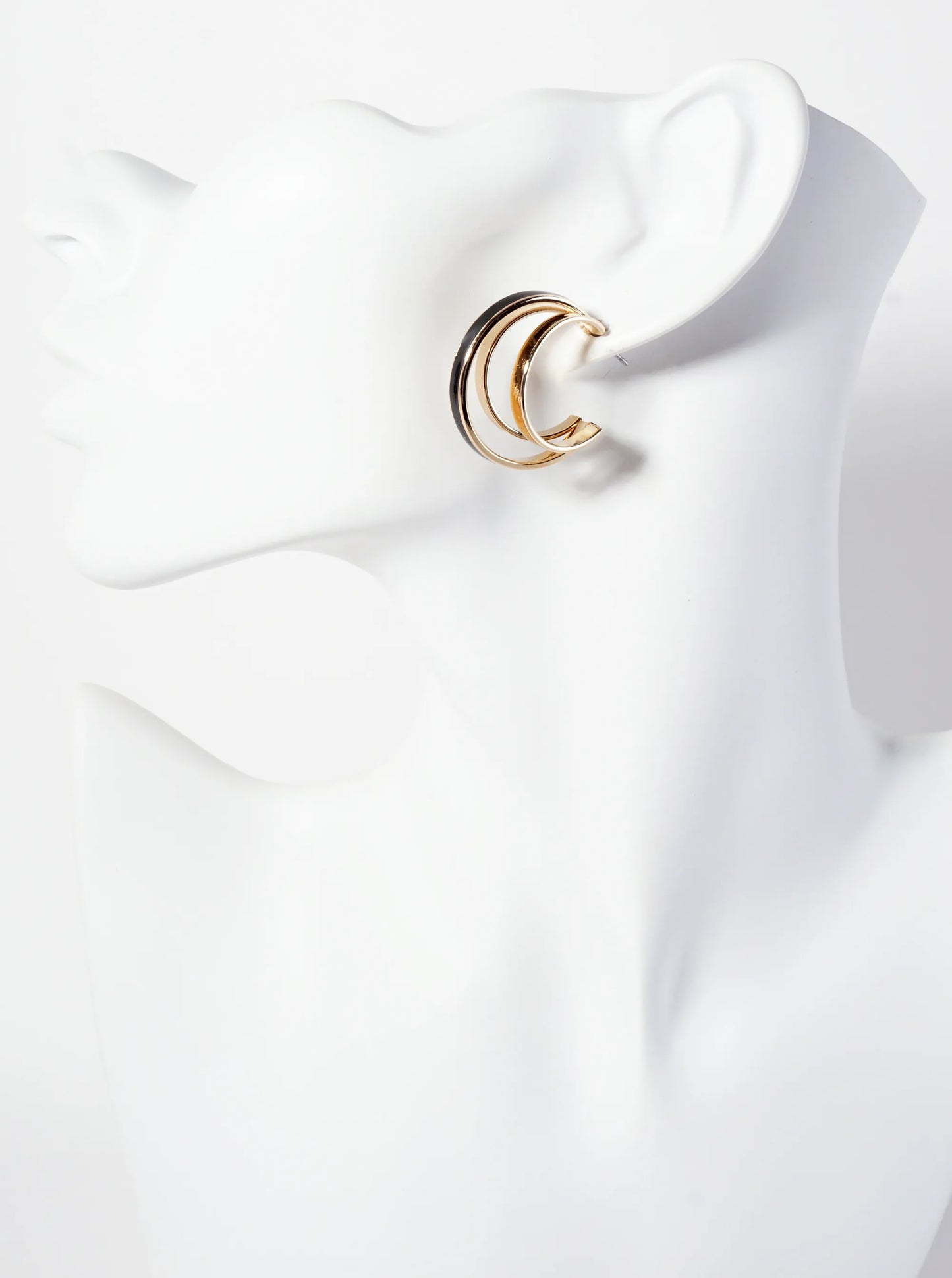 Three-Row Voluminous 28mm Enamel Hoop Earrings