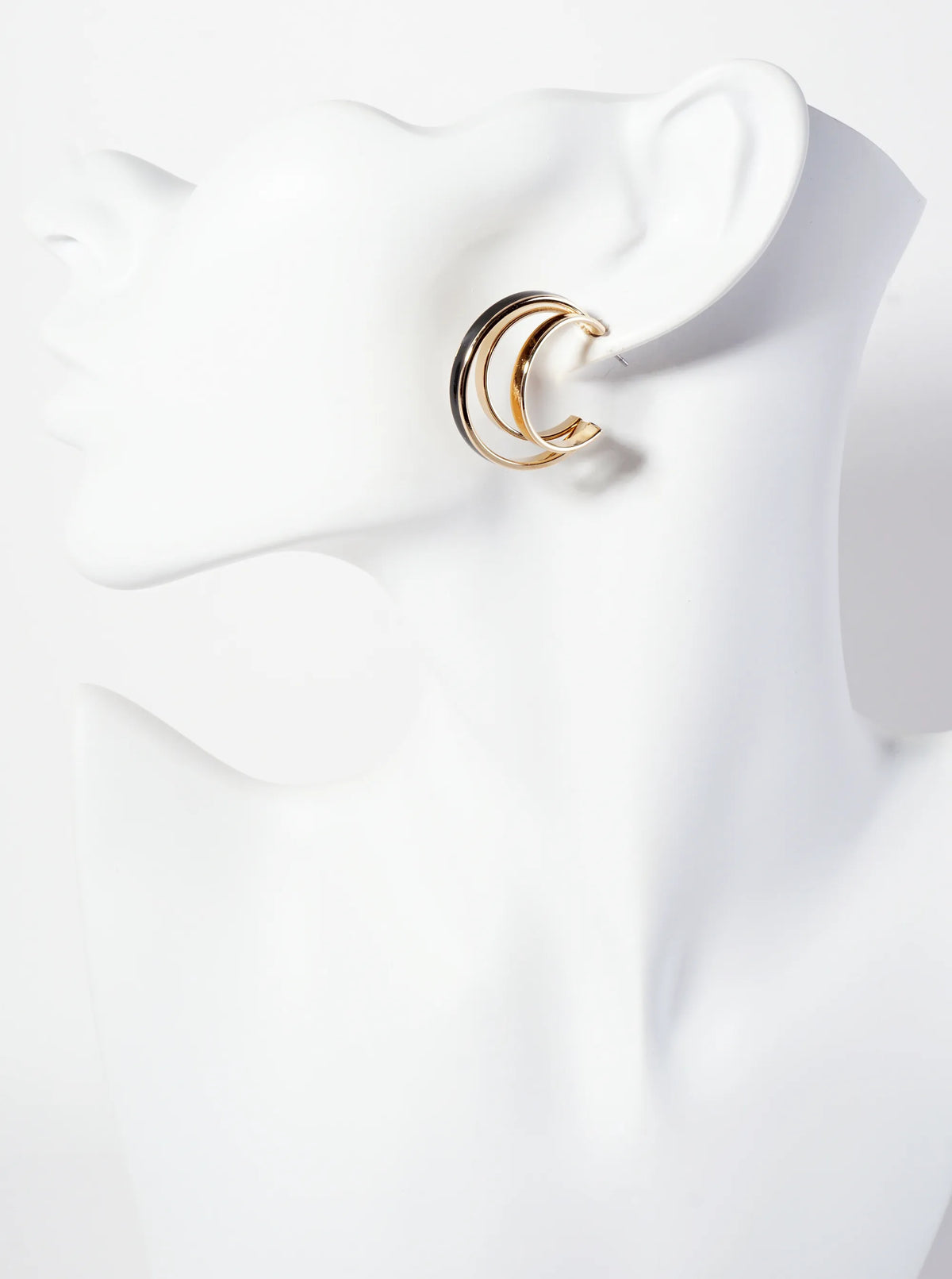 Three-Row Voluminous 28mm Enamel Hoop Earrings