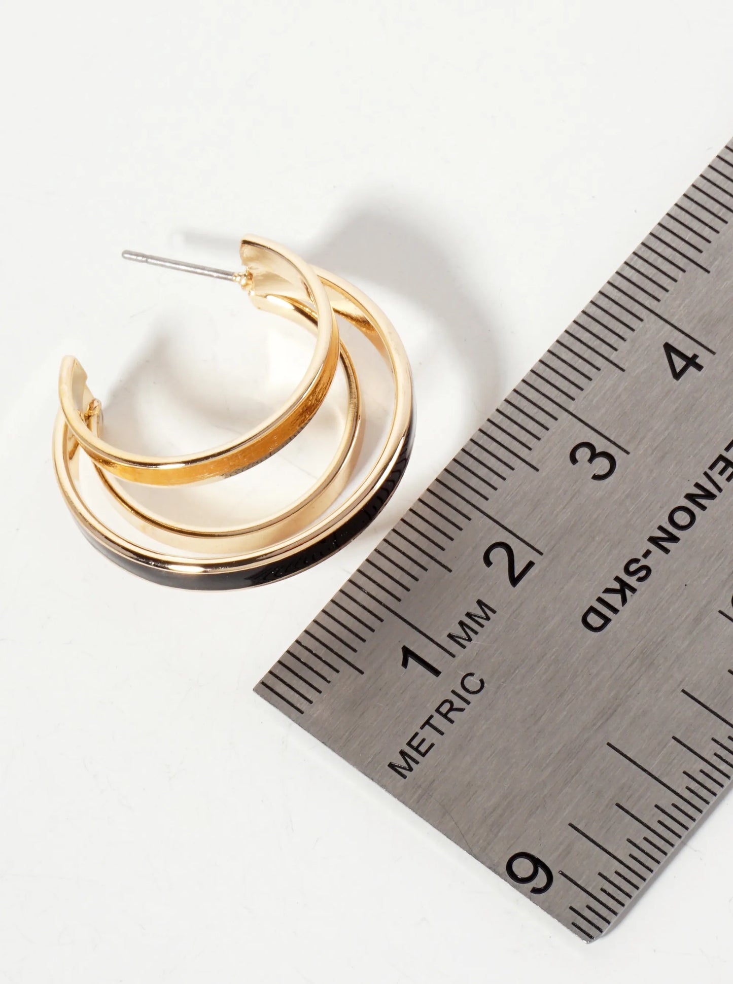 Three-Row Voluminous 28mm Enamel Hoop Earrings