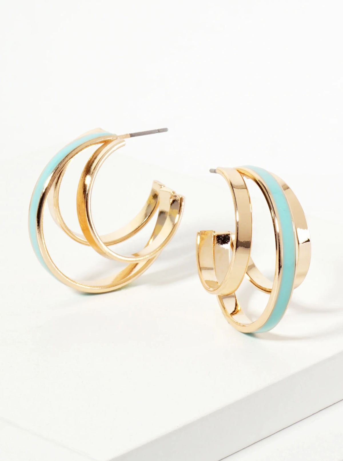 Three-Row Voluminous 28mm Enamel Hoop Earrings