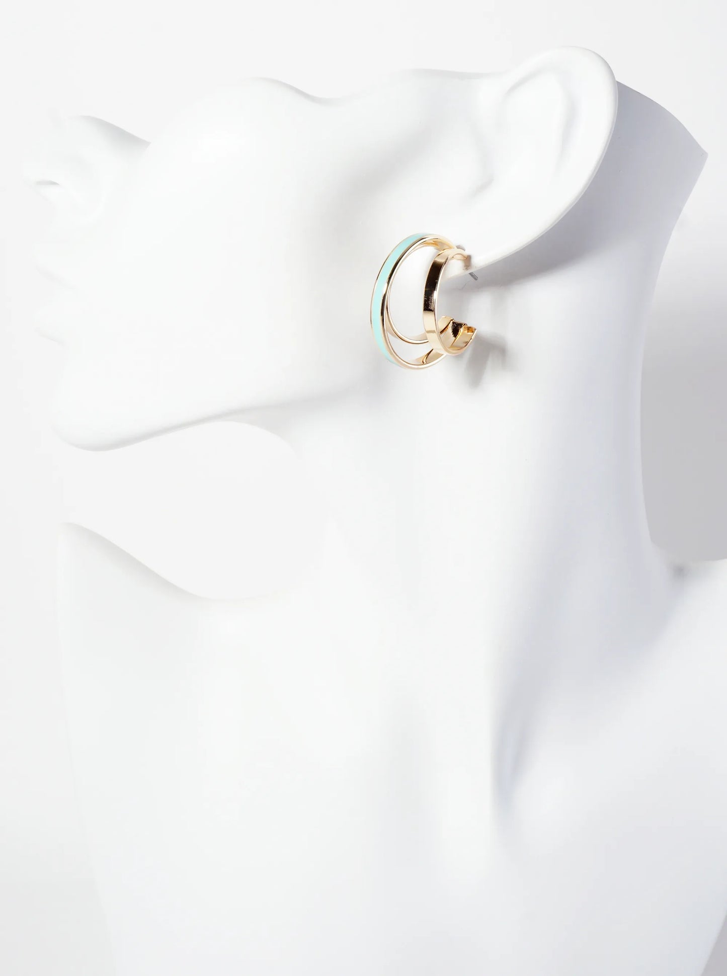 Three-Row Voluminous 28mm Enamel Hoop Earrings