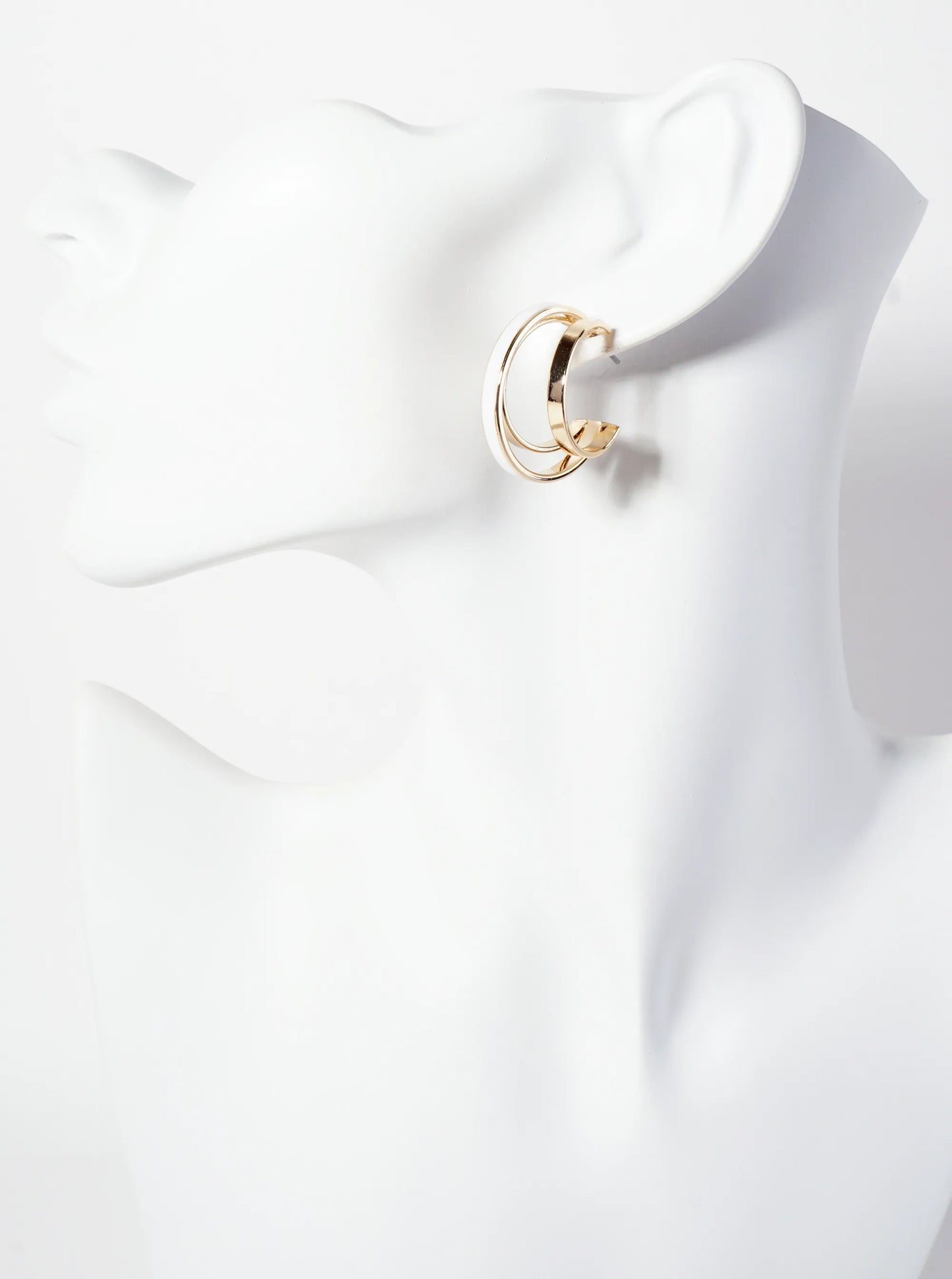 Three-Row Voluminous 28mm Enamel Hoop Earrings