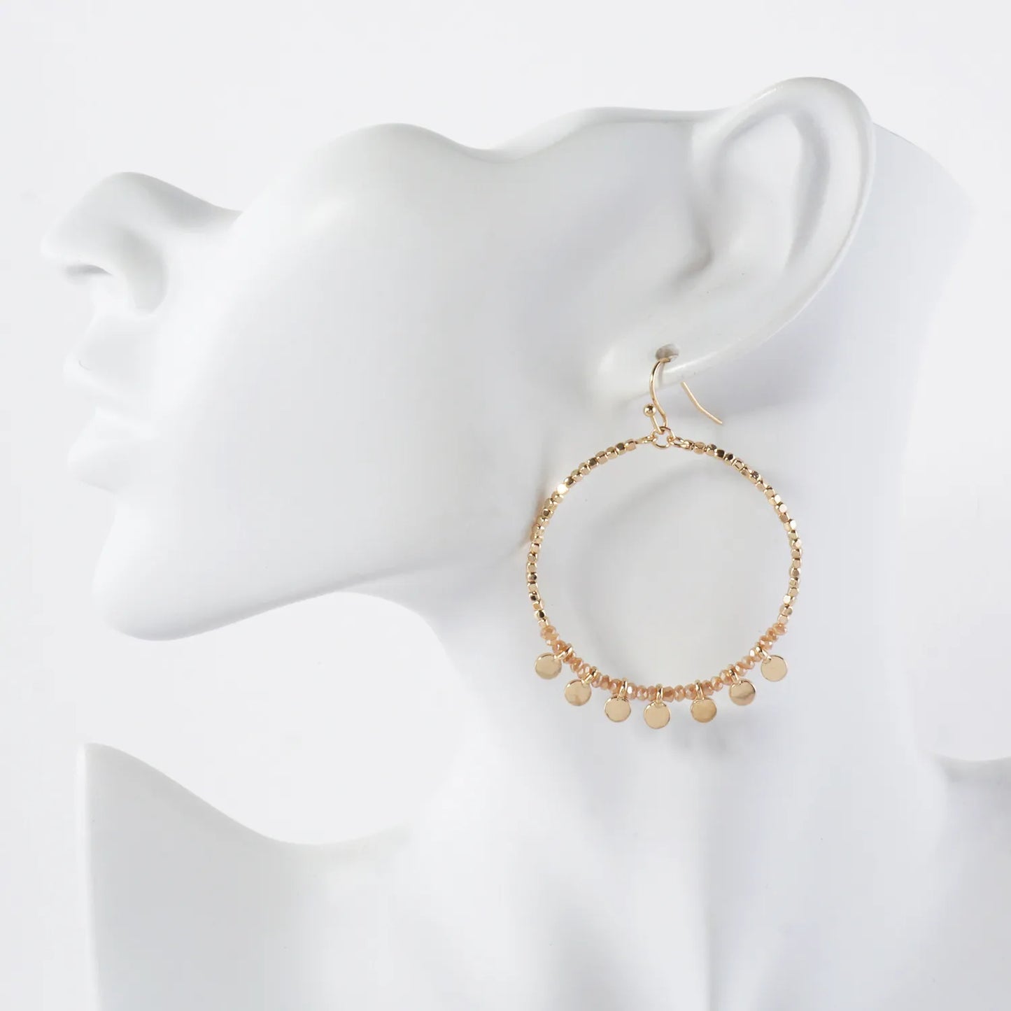 Tiny Beaded Wire Circle Drop Dangle Earrings