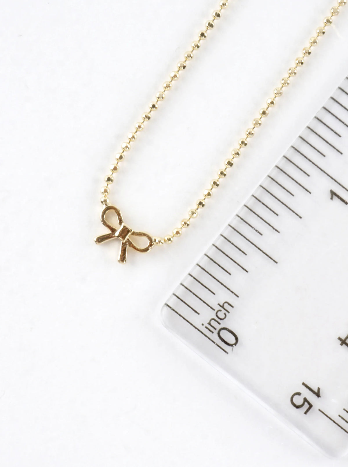 Tiny Bow Brass Ball Chain Necklace