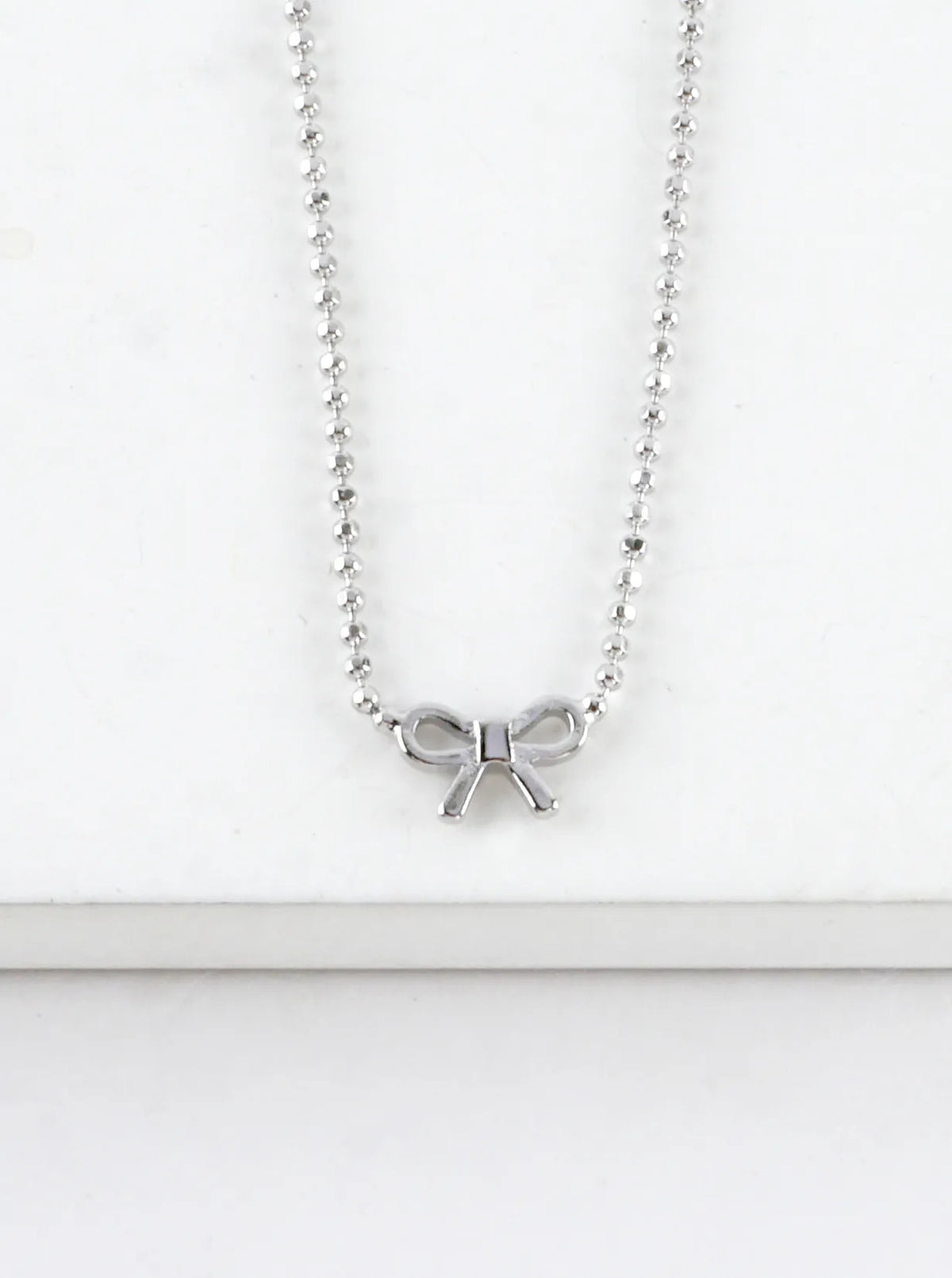Tiny Bow Brass Ball Chain Necklace