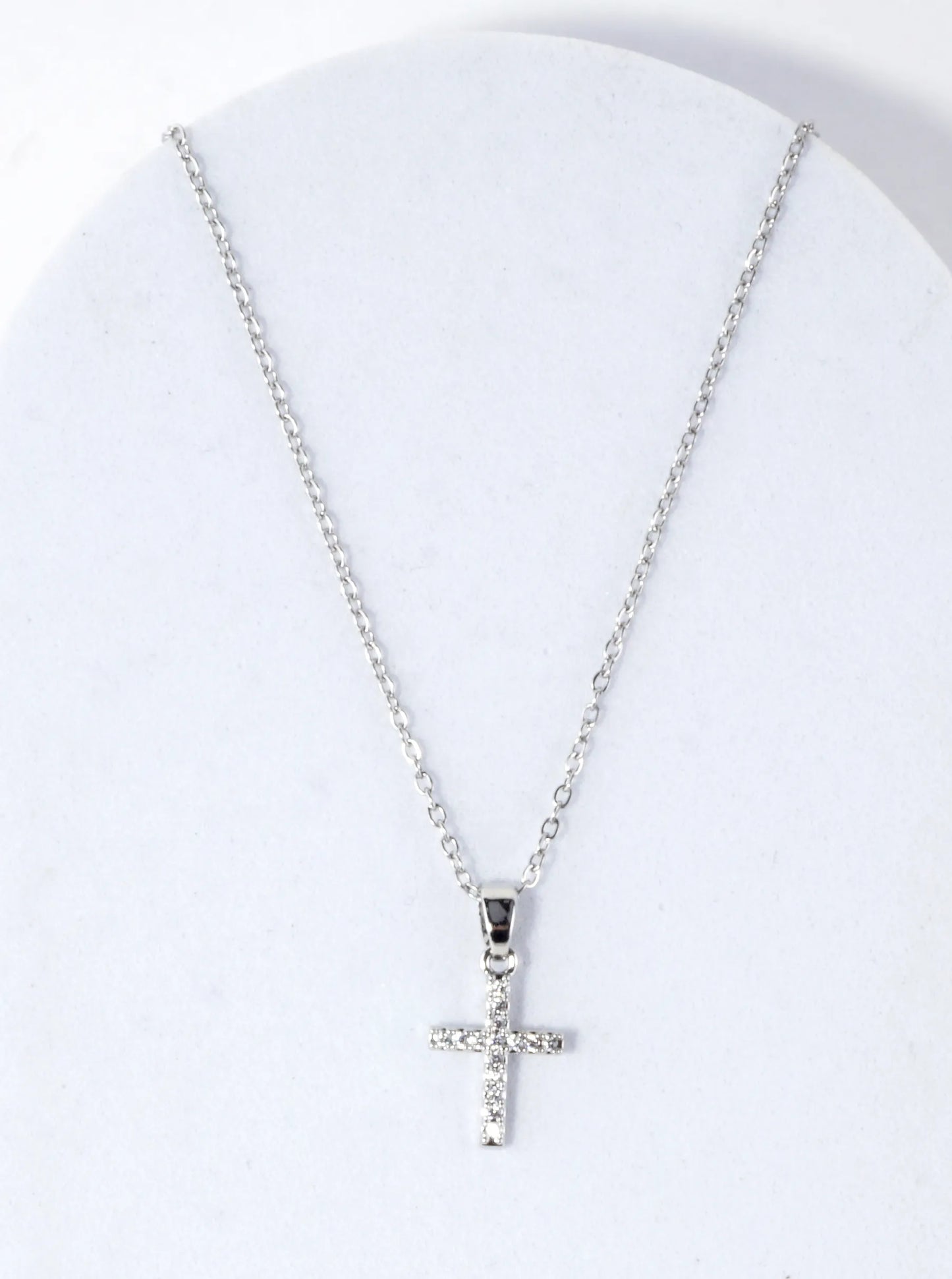 Tiny Brass Cross Cubic Zirconia Necklace