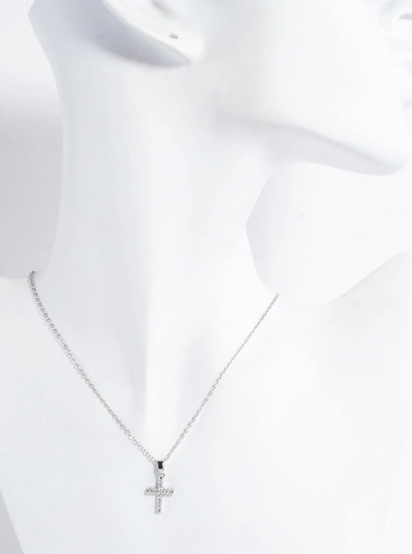 Tiny Brass Cross Cubic Zirconia Necklace