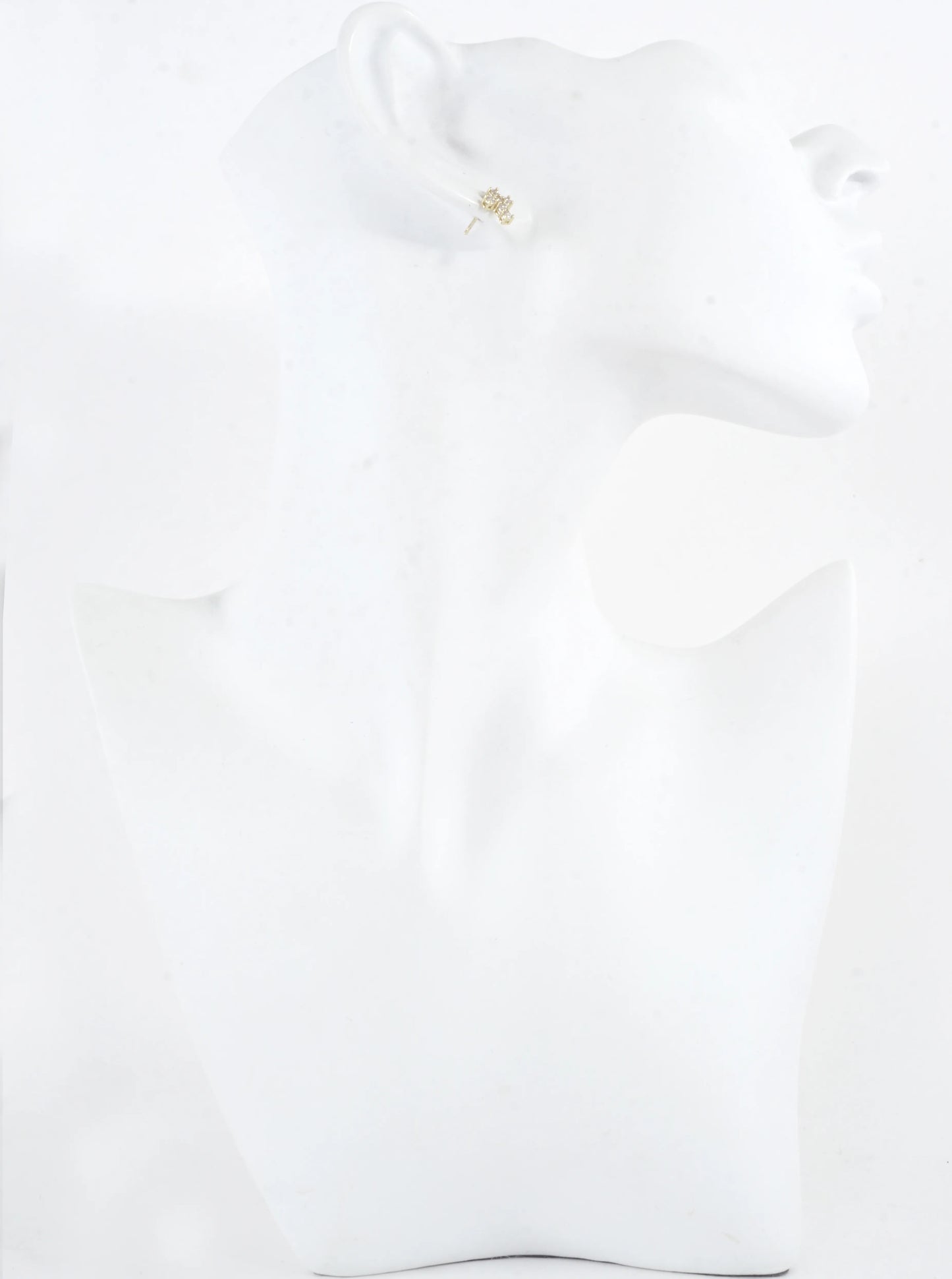 Tiny Brass Cubic Zirconia Cross Stud Earrings