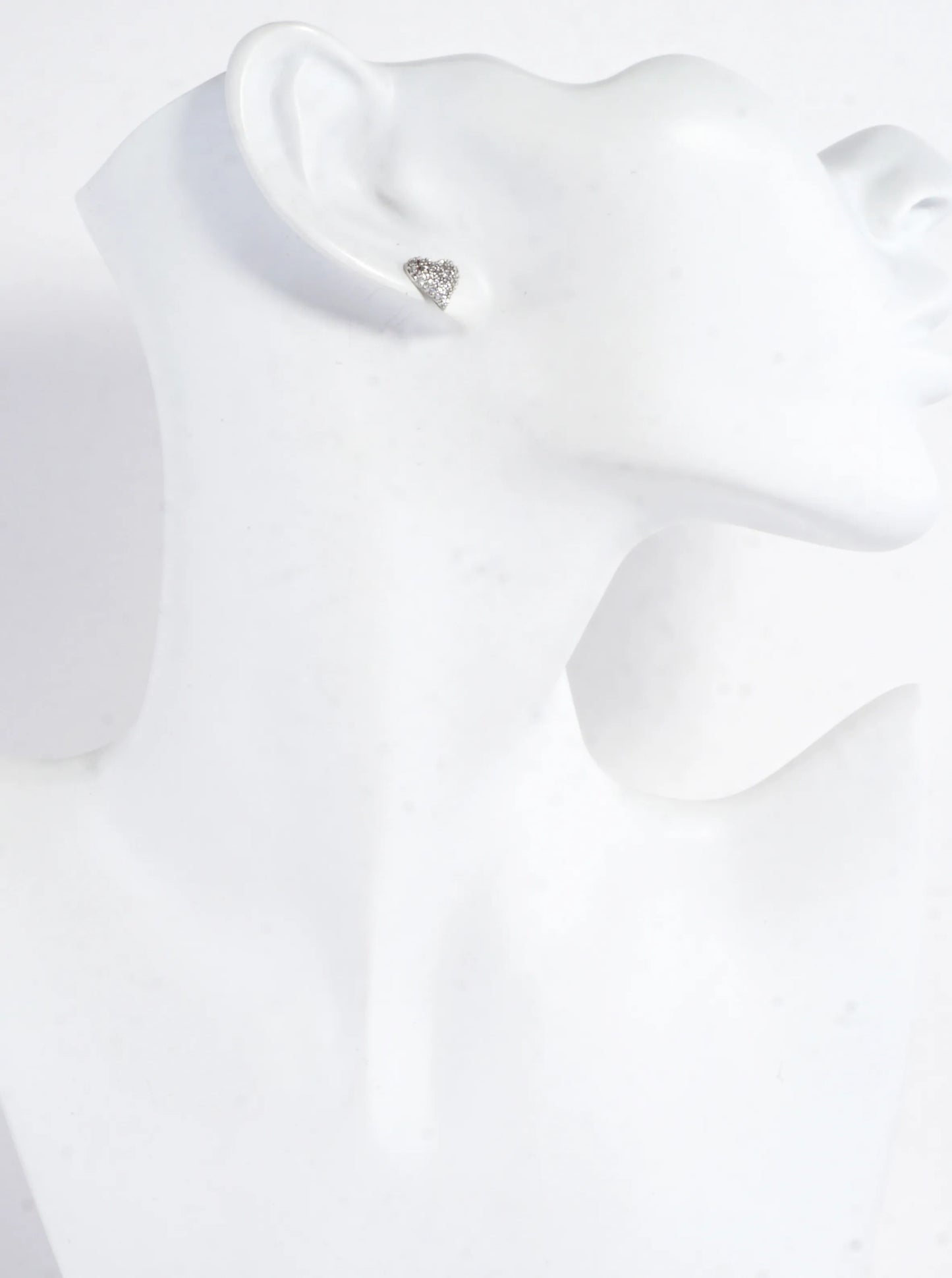 Tiny Brass Puff Heart CZ Pave Stud Earrings