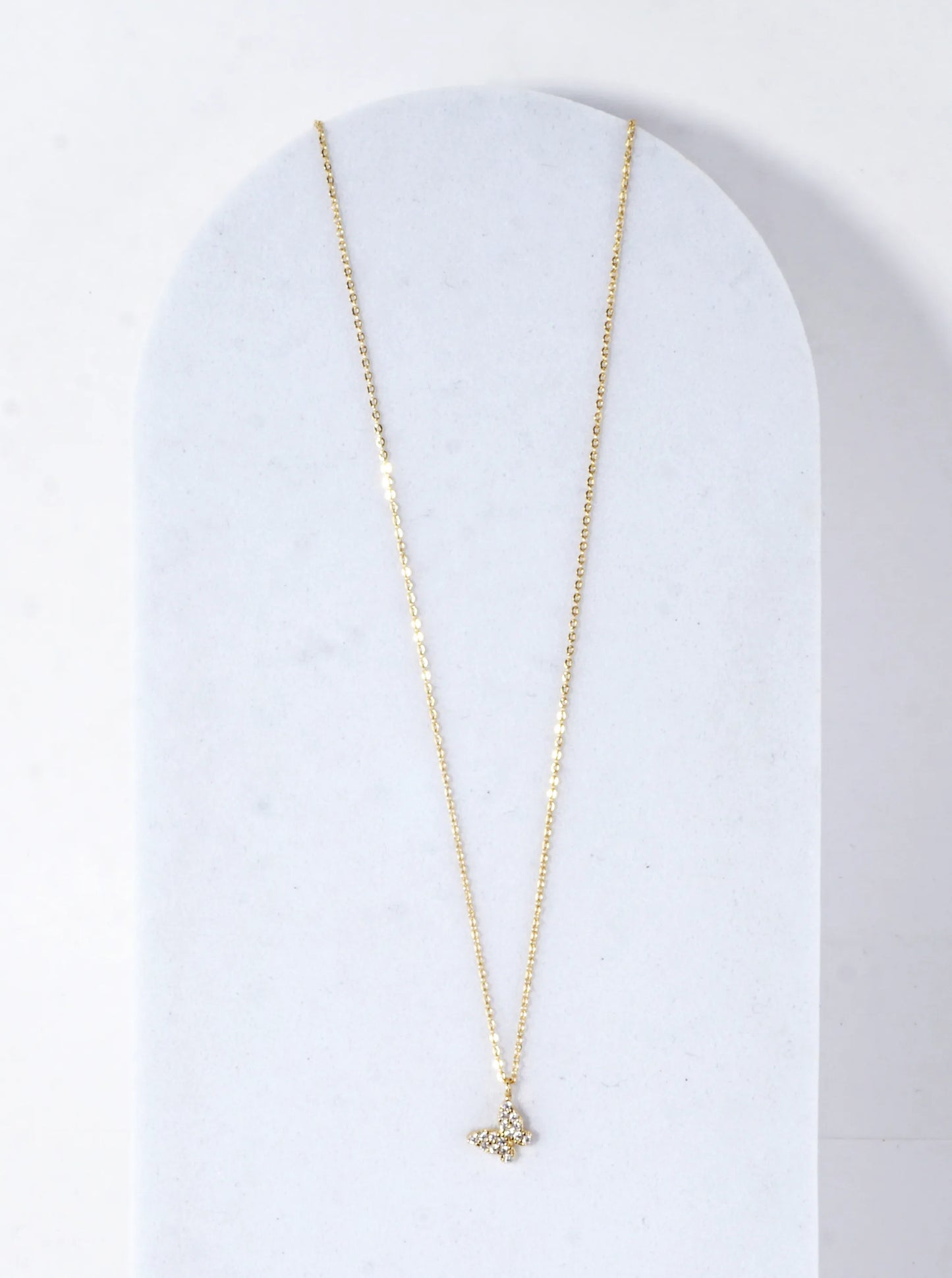 Tiny Cubic Zirconia Butterfly Pendant Necklace
