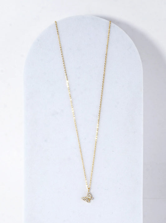 Tiny Cubic Zirconia Butterfly Pendant Necklace