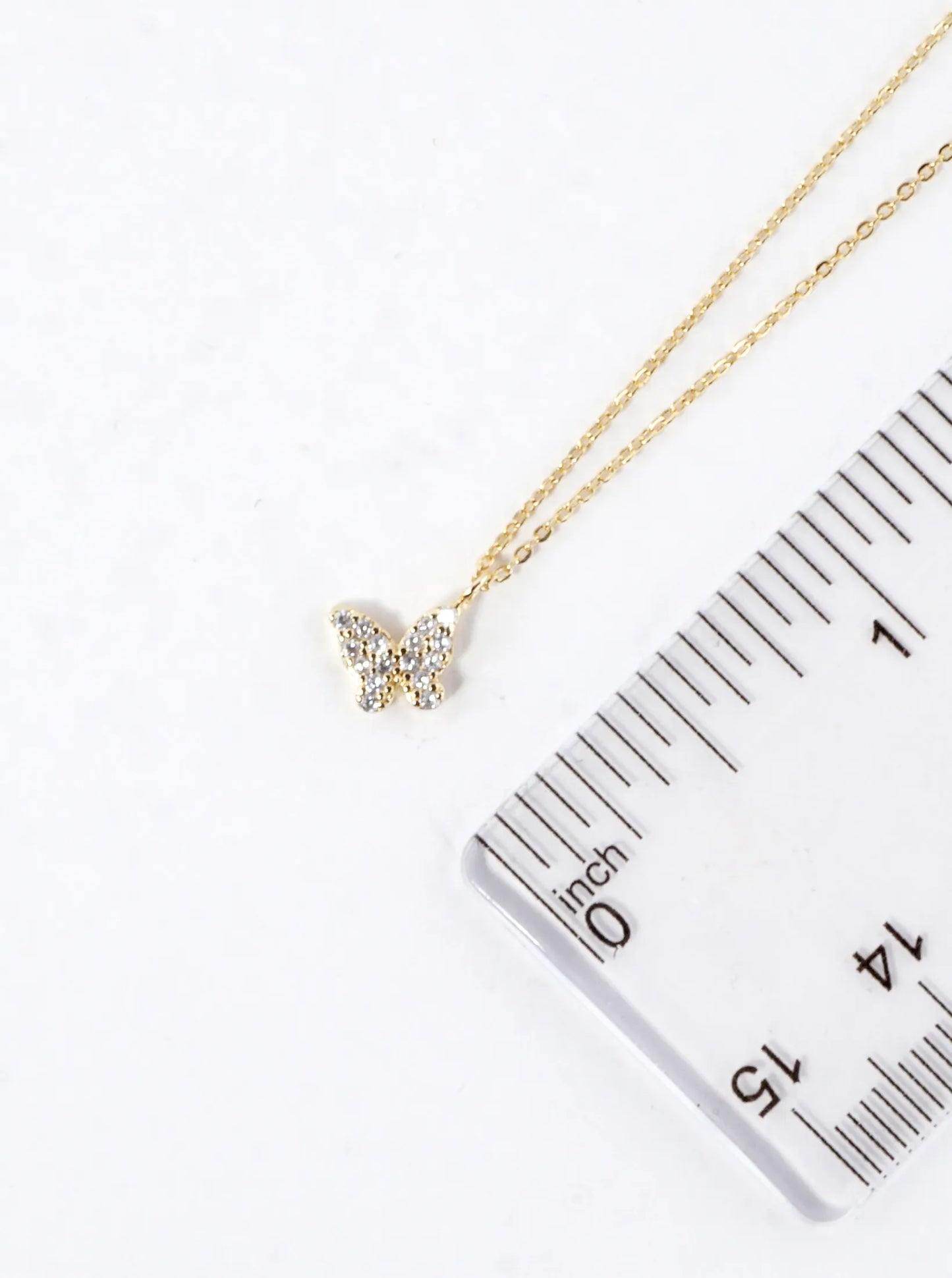 Tiny Cubic Zirconia Butterfly Pendant Necklace