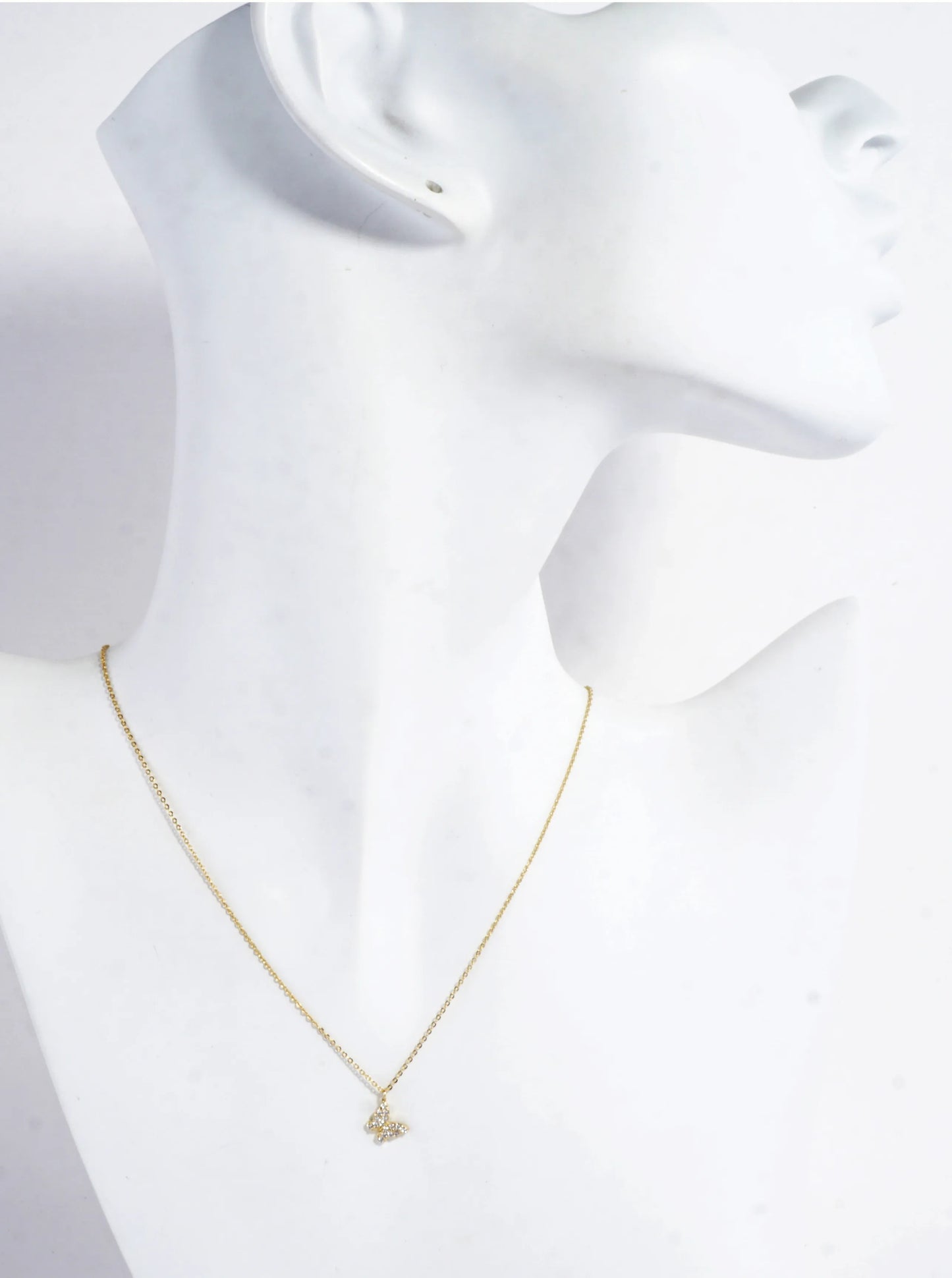 Tiny Cubic Zirconia Butterfly Pendant Necklace