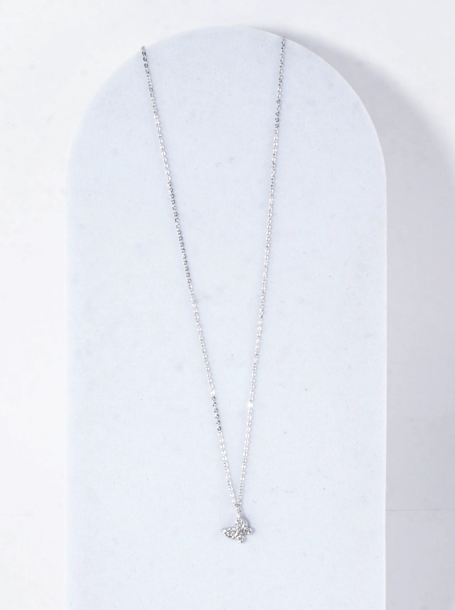 Tiny Cubic Zirconia Butterfly Pendant Necklace