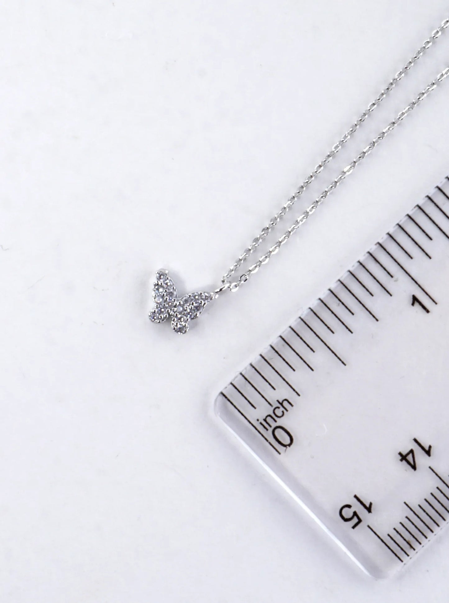 Tiny Cubic Zirconia Butterfly Pendant Necklace