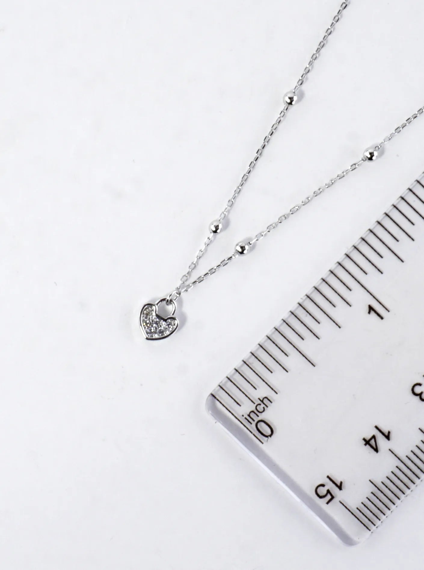 Tiny Cubic Zirconia Heart Lock Brass Necklace