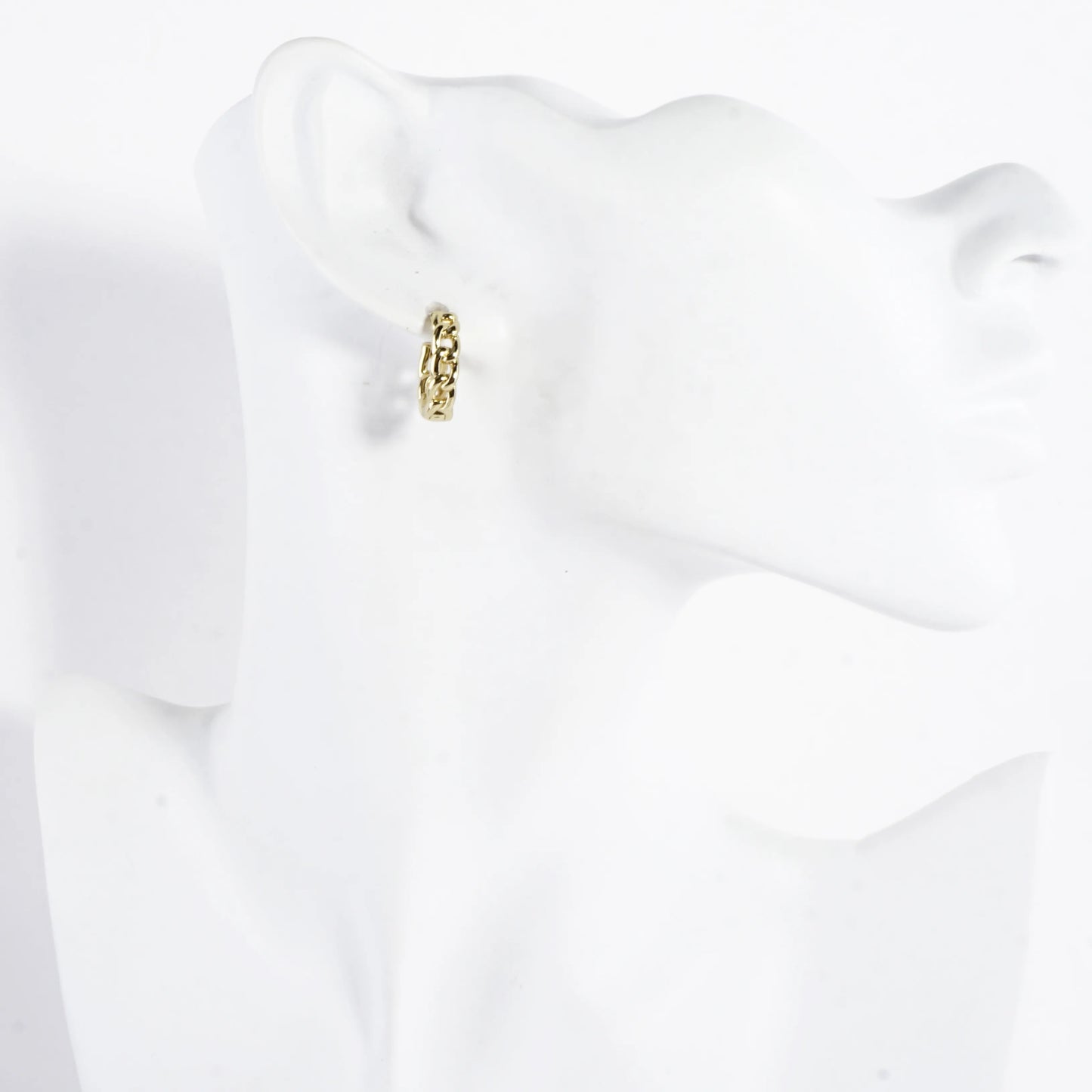 Tiny Curb Chain Texture Click Huggie Hoop Earrings