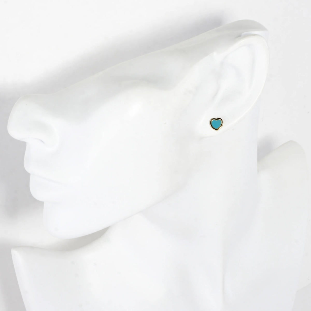 Tiny Enamel Heart Stainless Steel Button Earrings