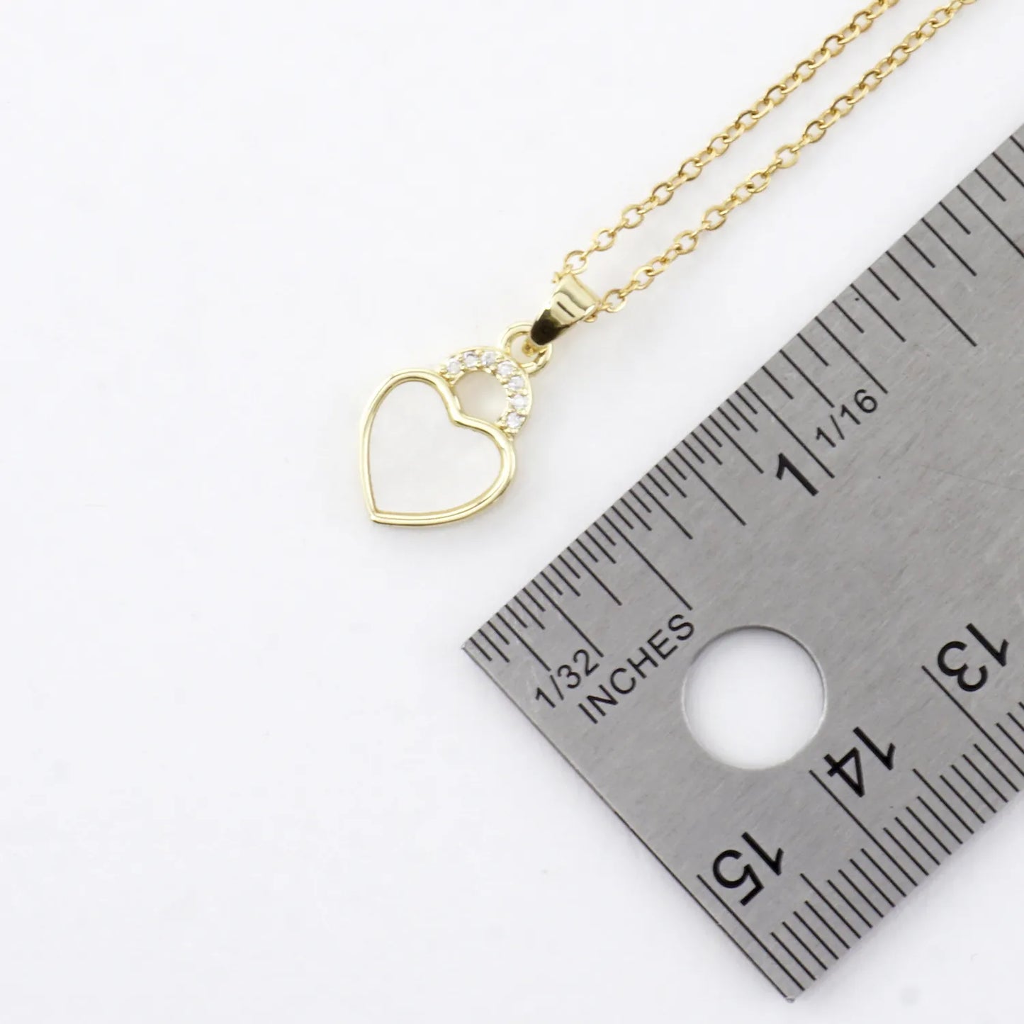 Tiny Heart MOP Crystal Pave Pendant Necklace