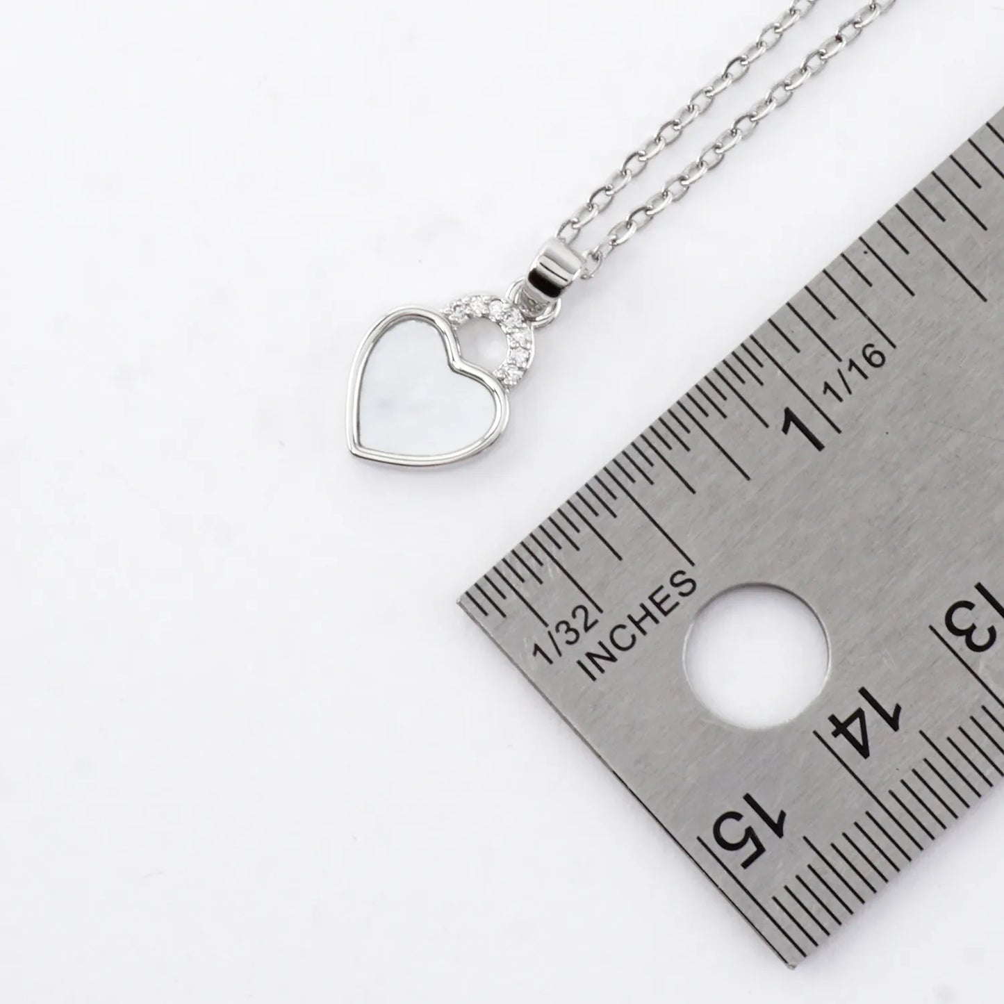 Tiny Heart MOP Crystal Pave Pendant Necklace