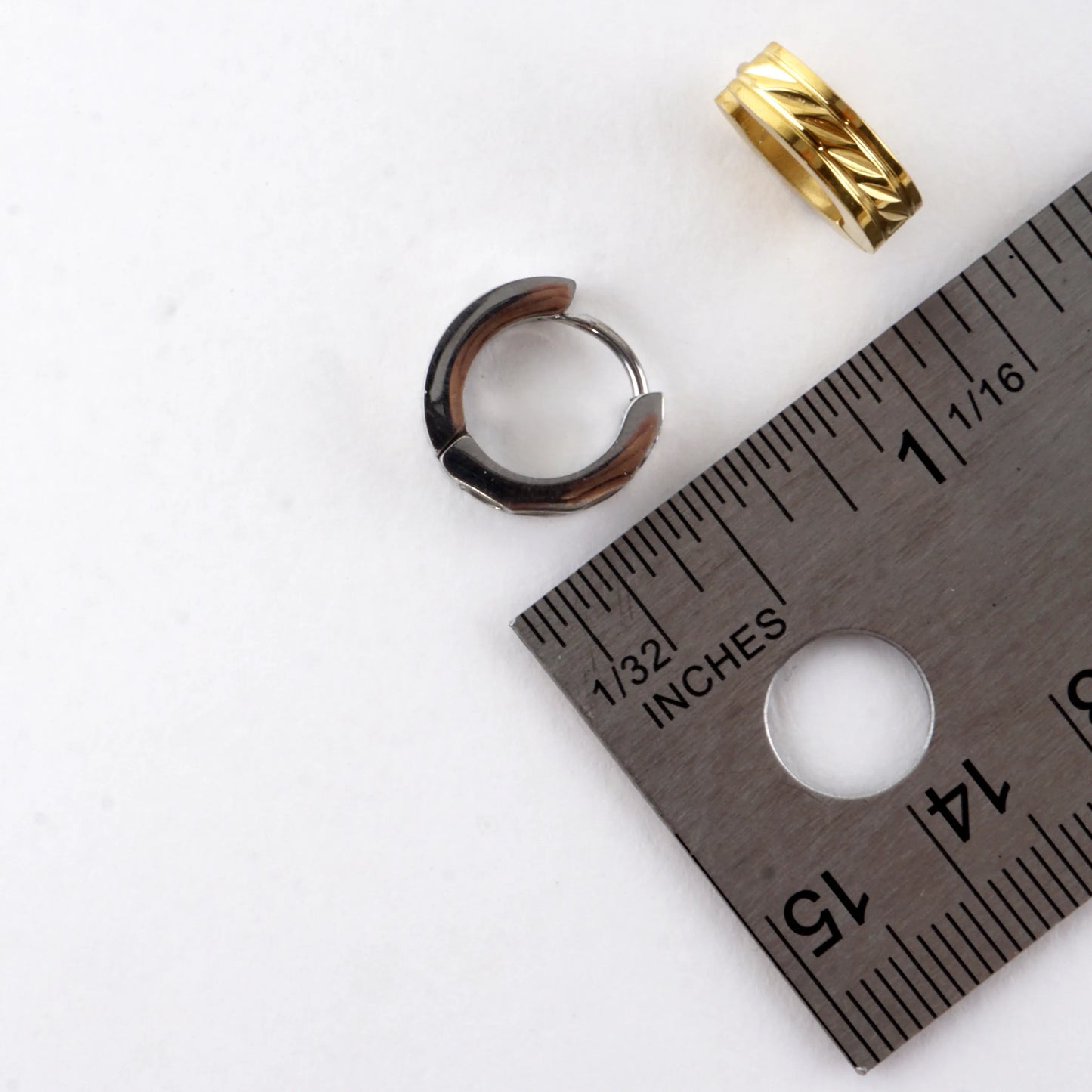 Tiny Laser Cut Huggie Stainless Steel Earrings