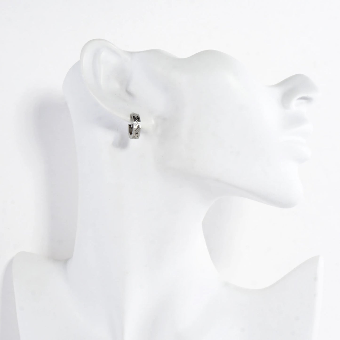 Tiny Laser Cut Huggie Stainless Steel Earrings