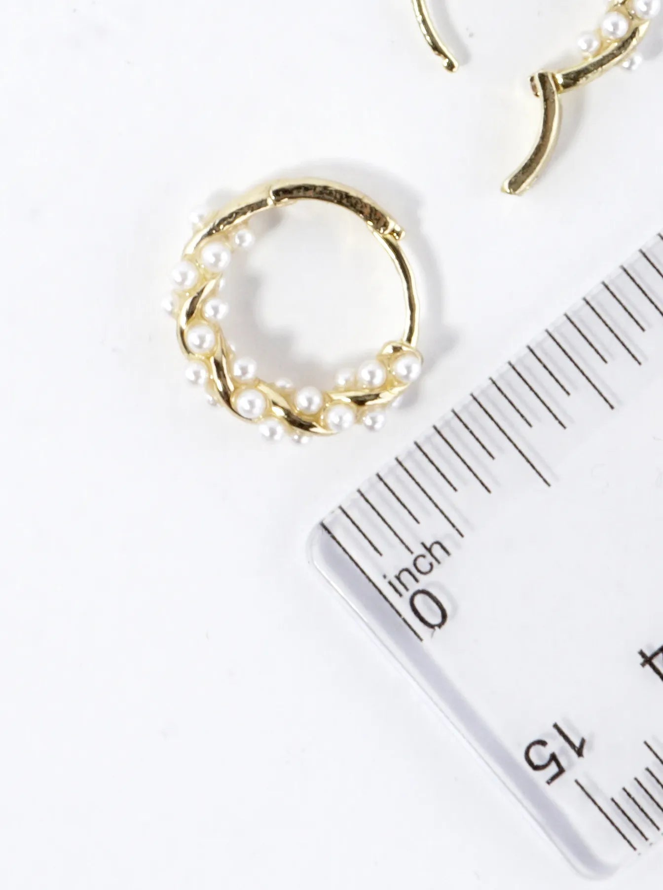 Tiny Pear Wrapped Brass Huggie Hoop Earrings