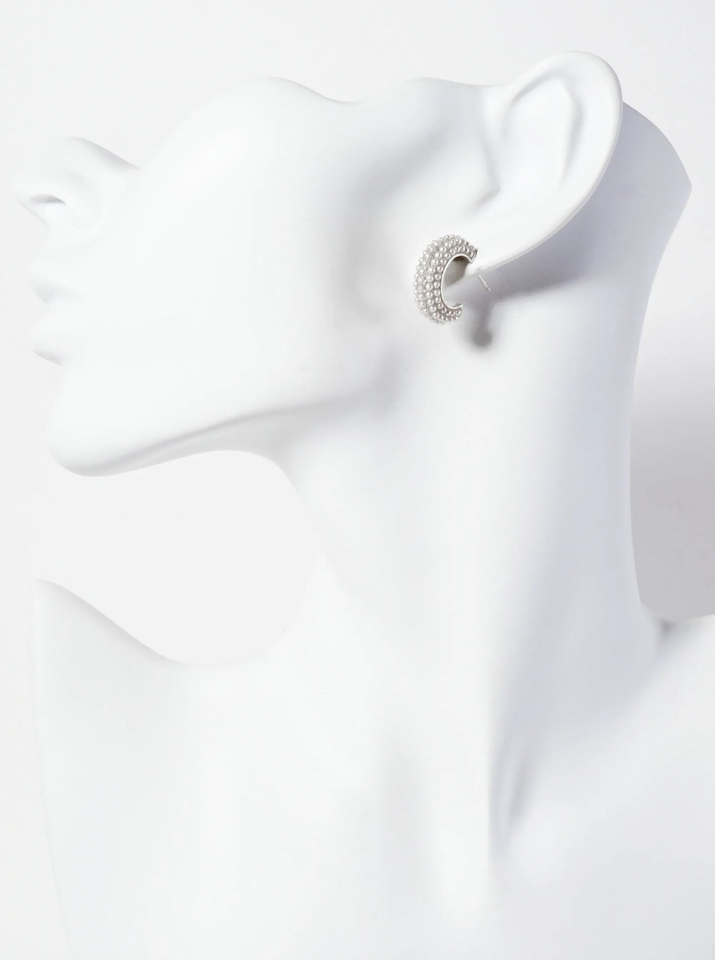 Tiny Pearl-Beaded 15mm 18K-Gold-Dipped Brass Open Hoop Earrings