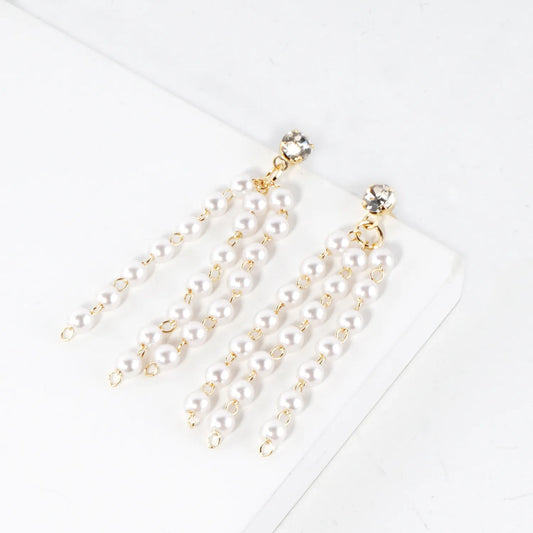 Tiny Pearl Fringe Drop Earrings