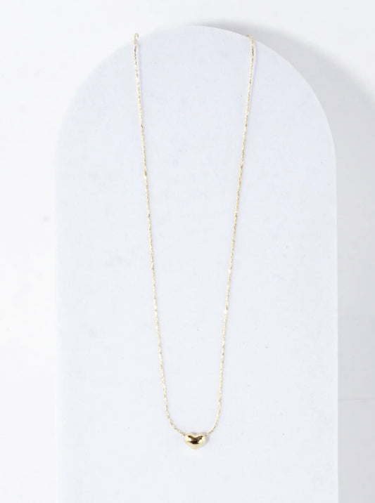 Tiny Puffy Polished Heart Brass Necklace