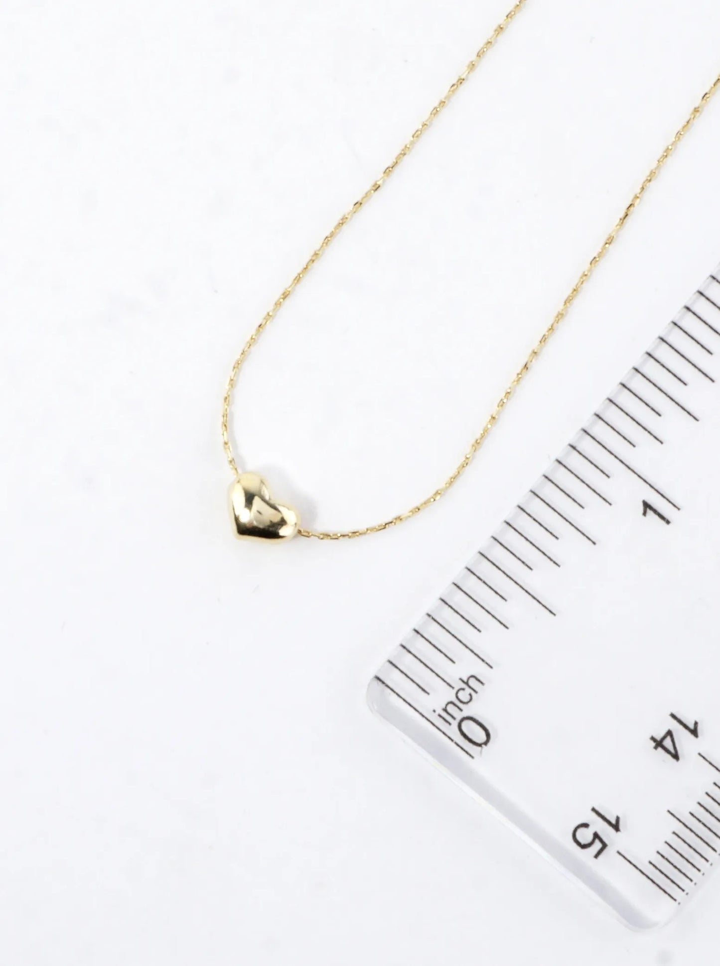Tiny Puffy Polished Heart Brass Necklace