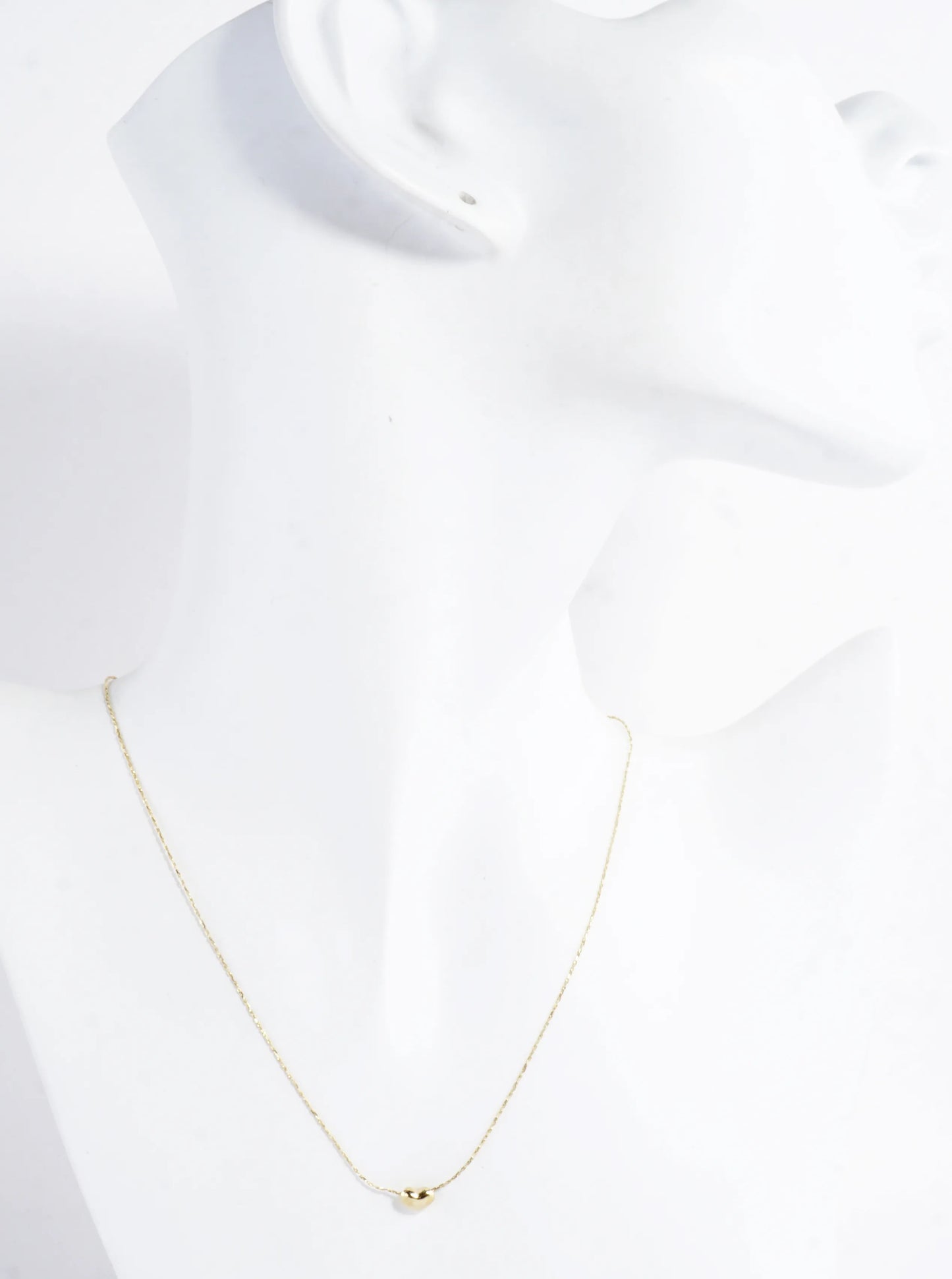 Tiny Puffy Polished Heart Brass Necklace