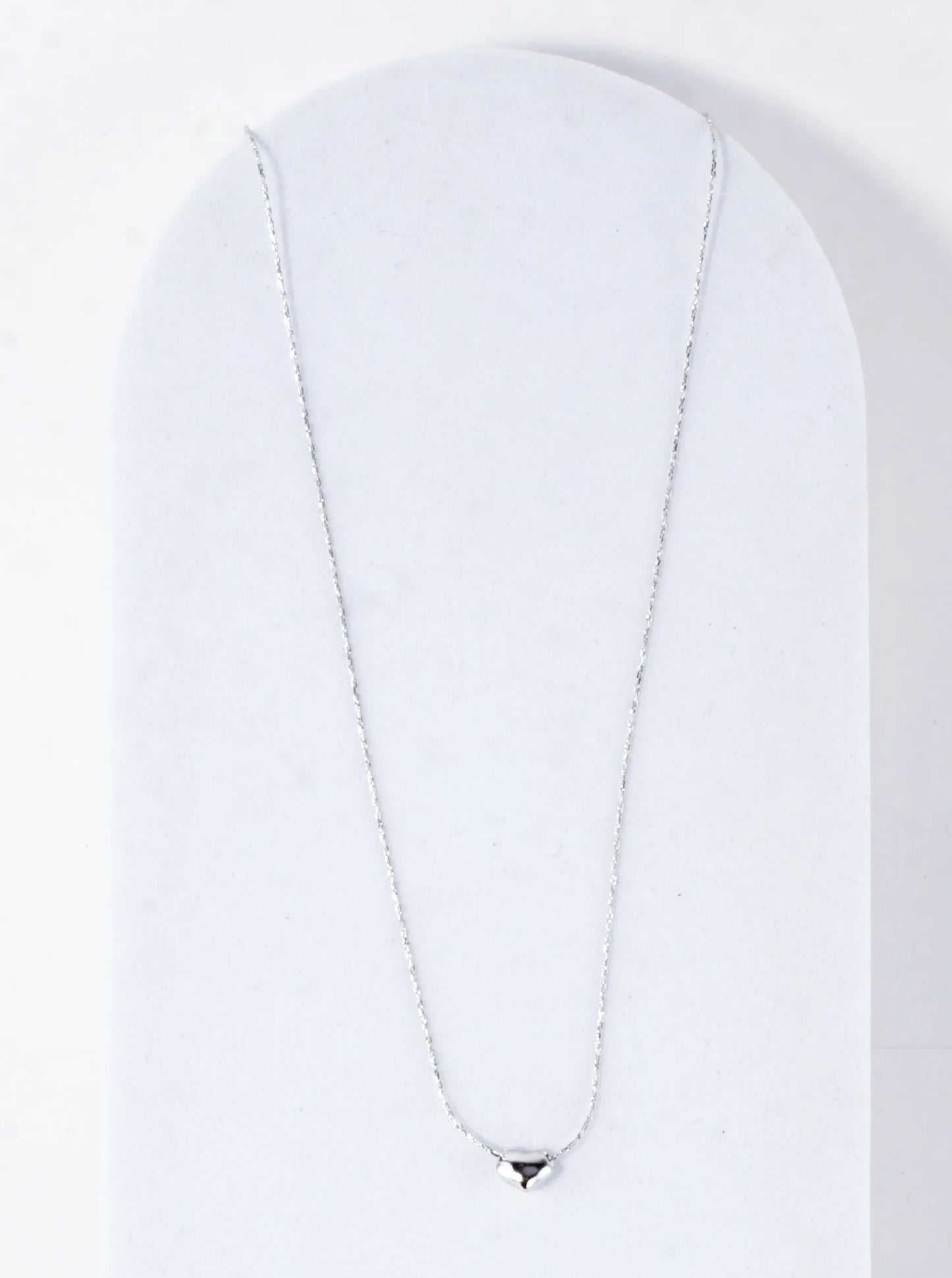 Tiny Puffy Polished Heart Brass Necklace