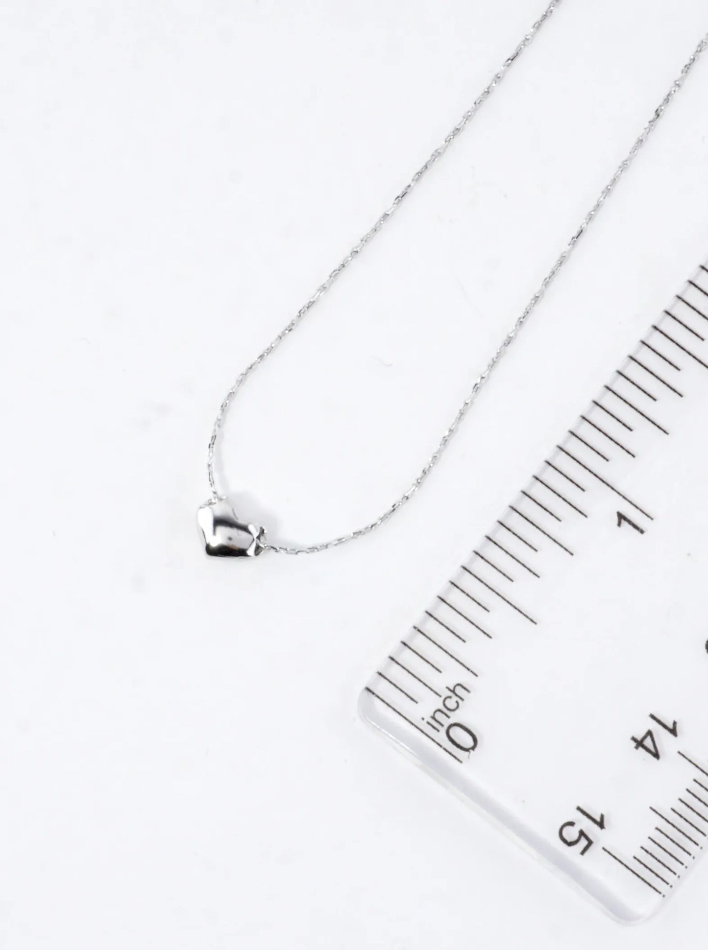Tiny Puffy Polished Heart Brass Necklace