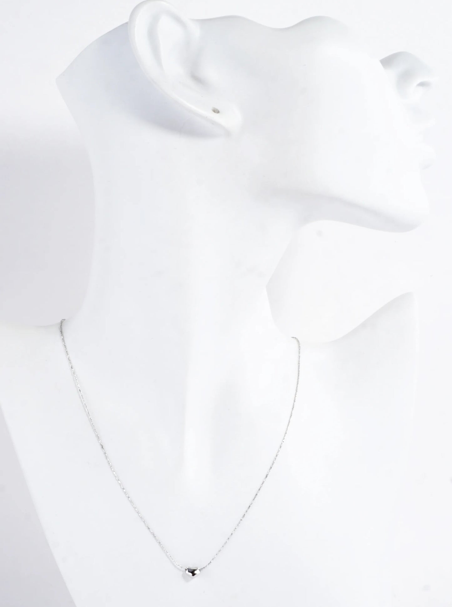Tiny Puffy Polished Heart Brass Necklace