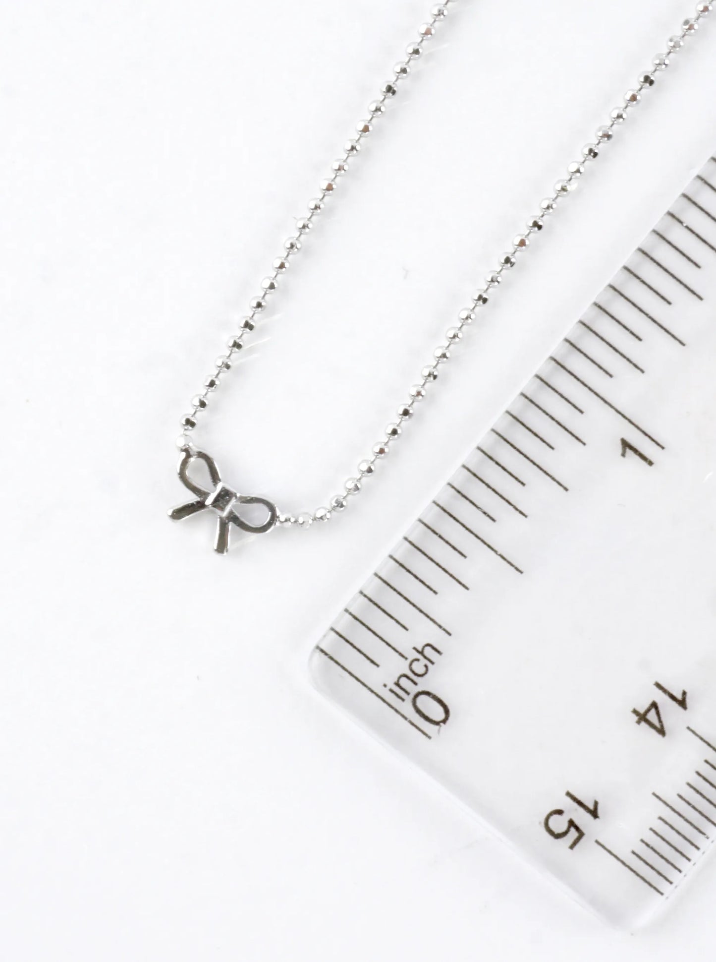 Tiny Ribbon Bow Brass Ball Chain Necklace