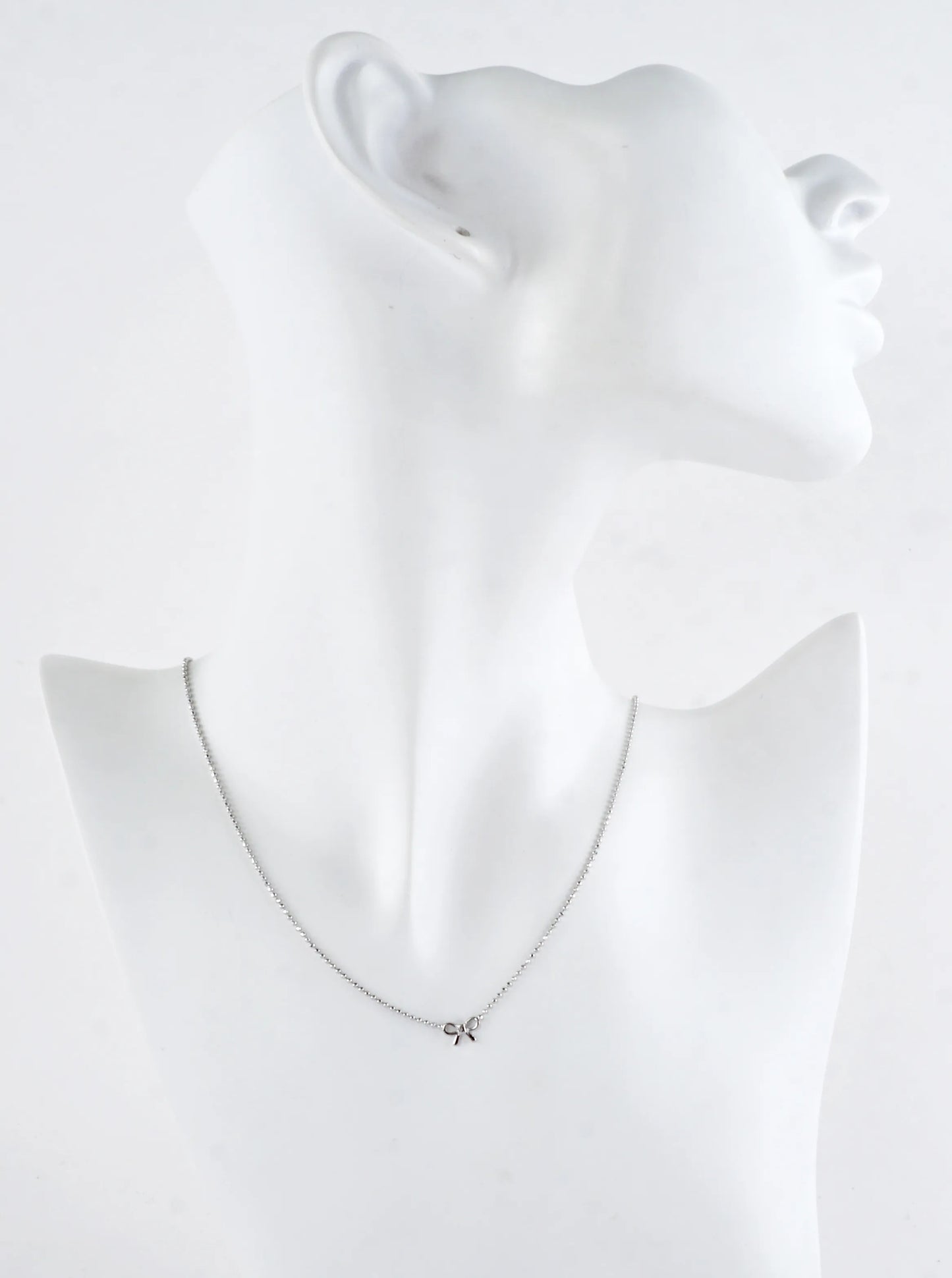 Tiny Ribbon Bow Brass Ball Chain Necklace
