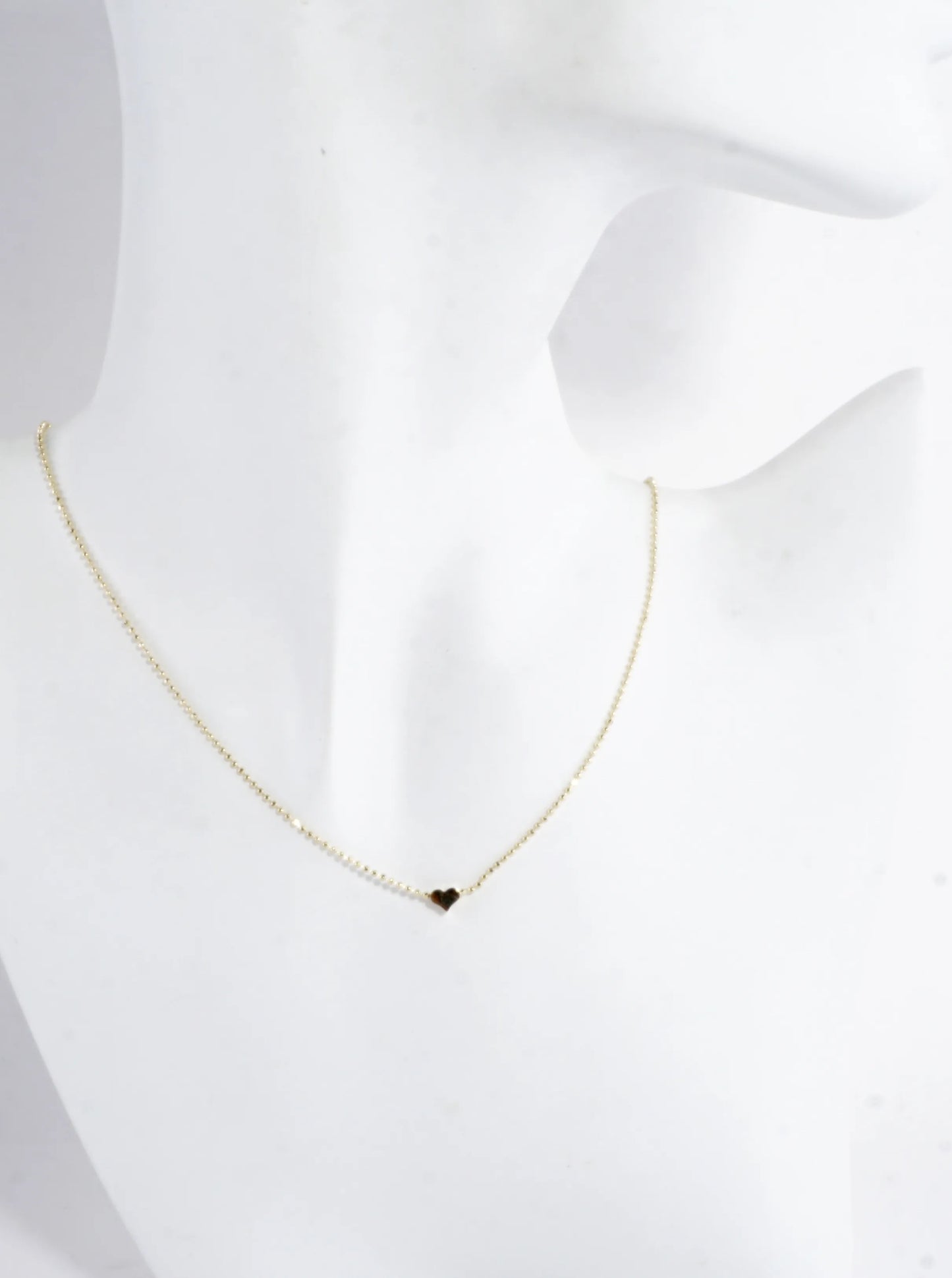 Tiny Sideways Heart Brass Ball Chain Necklace