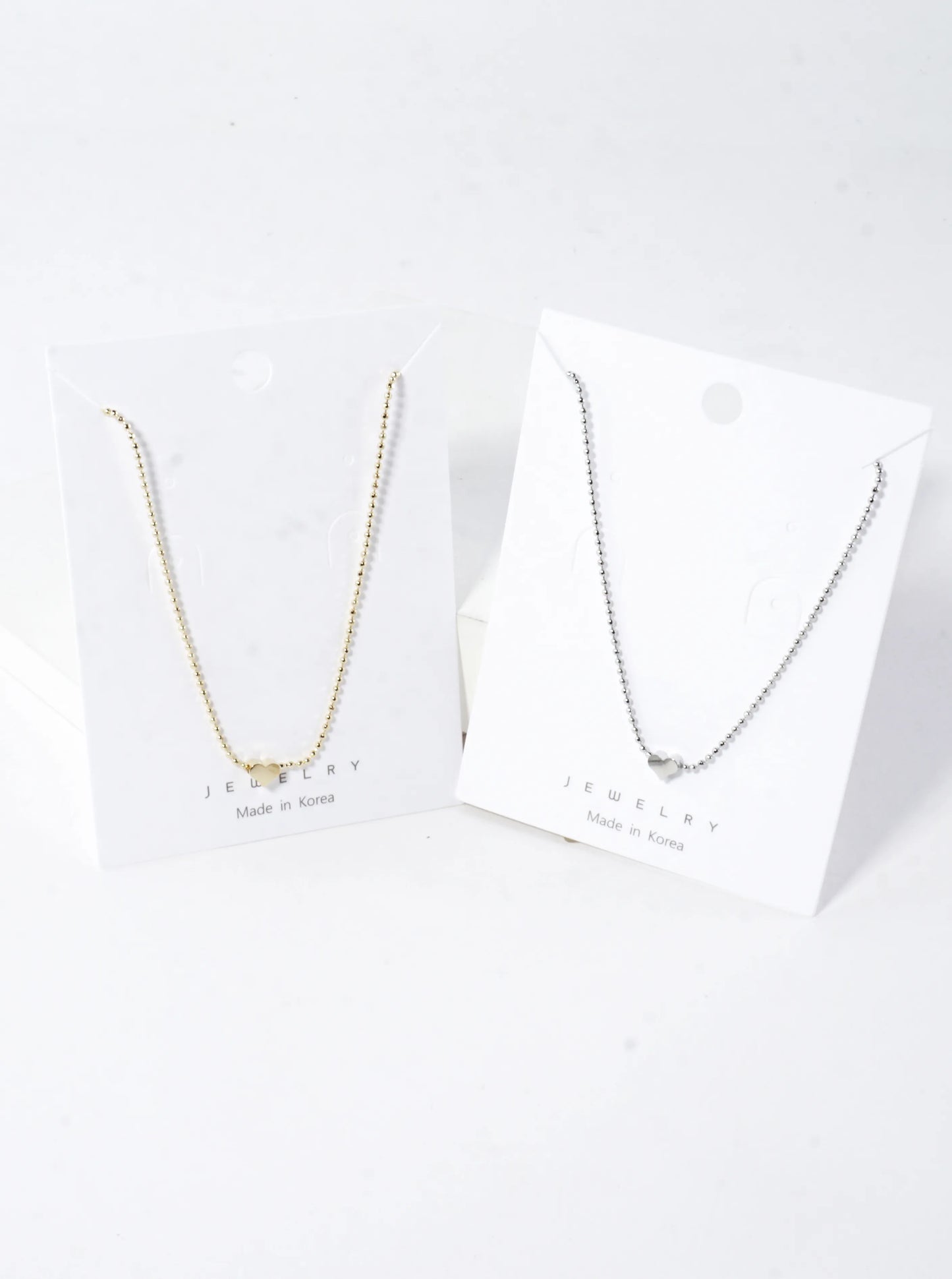 Tiny Sideways Heart Brass Ball Chain Necklace