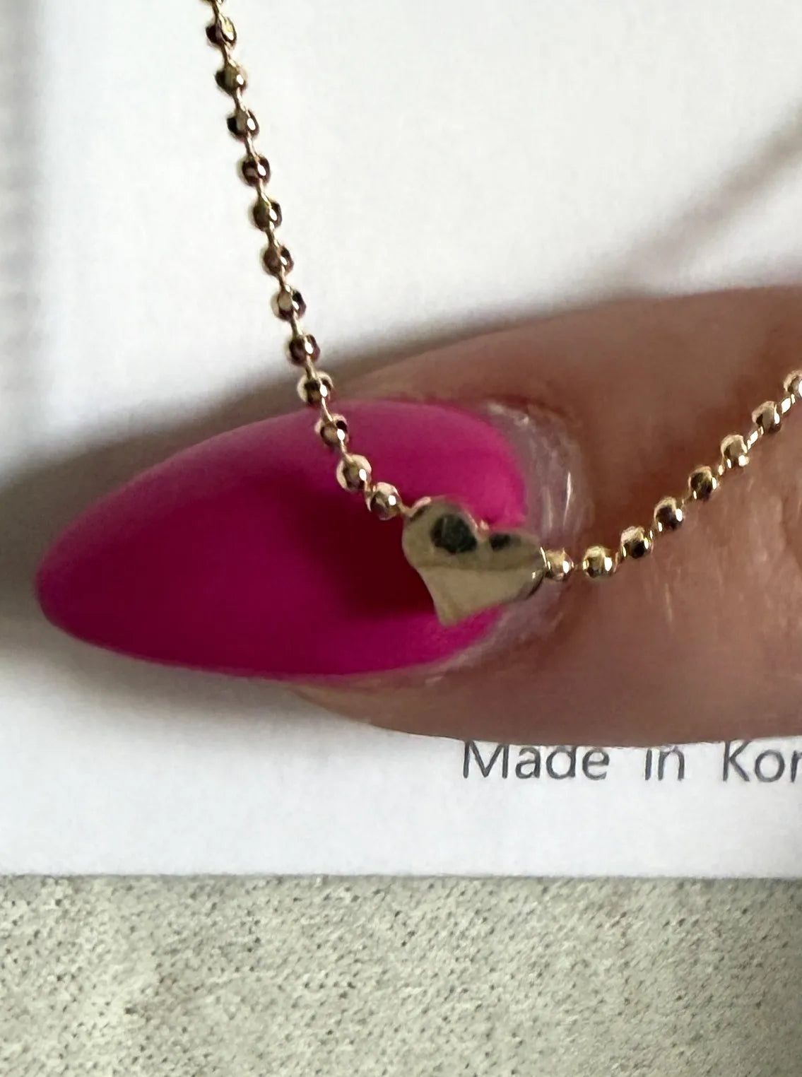 Tiny Sideways Heart Brass Ball Chain Necklace