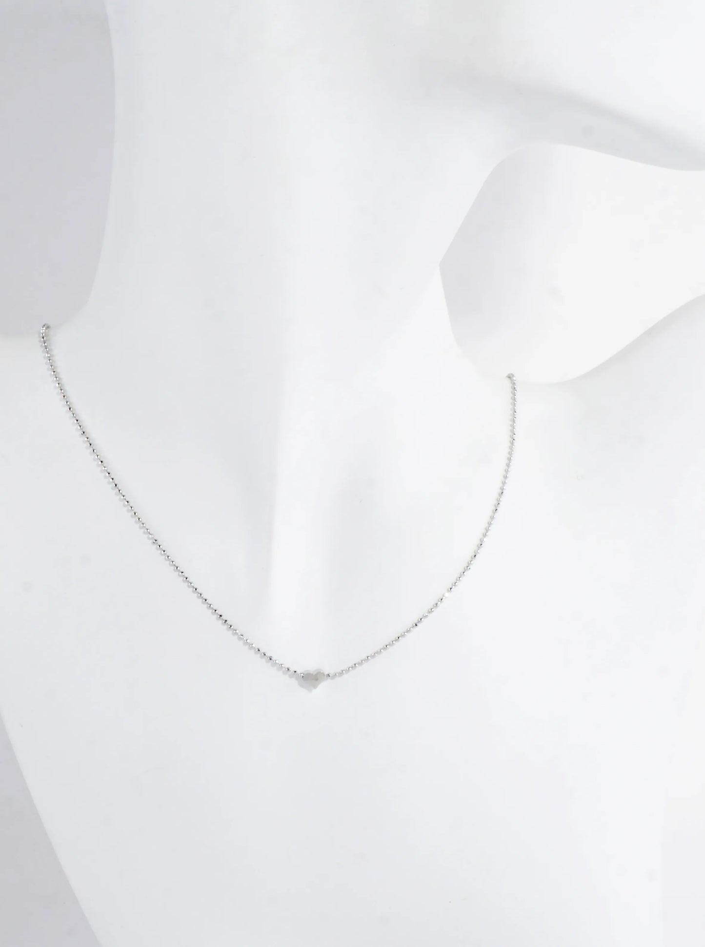 Tiny Sideways Heart Brass Ball Chain Necklace