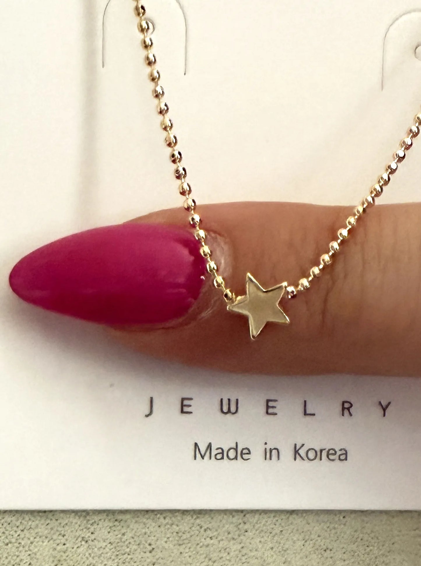 Tiny Sideways Star Brass Ball Chain Necklace