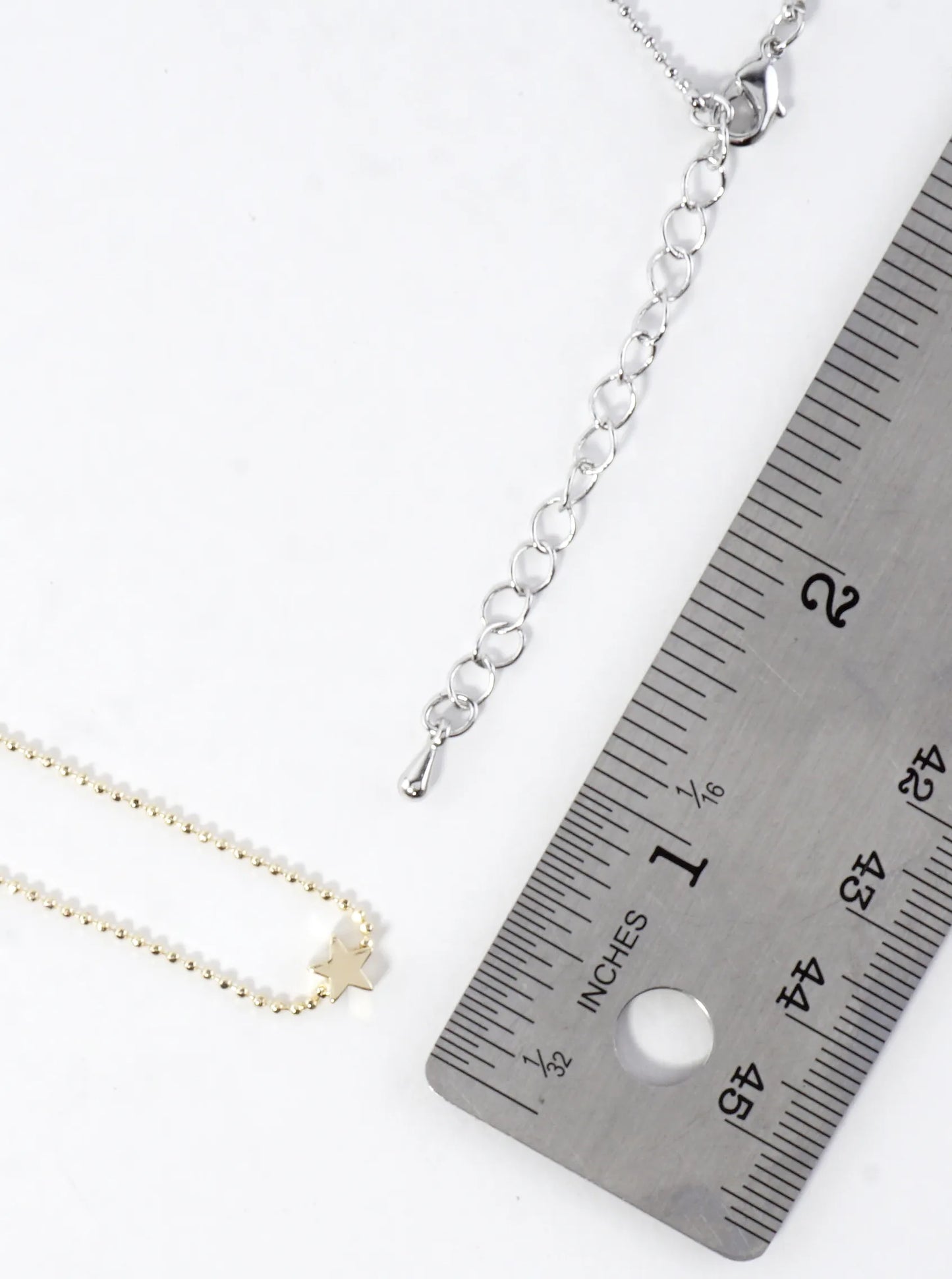 Tiny Sideways Star Brass Ball Chain Necklace