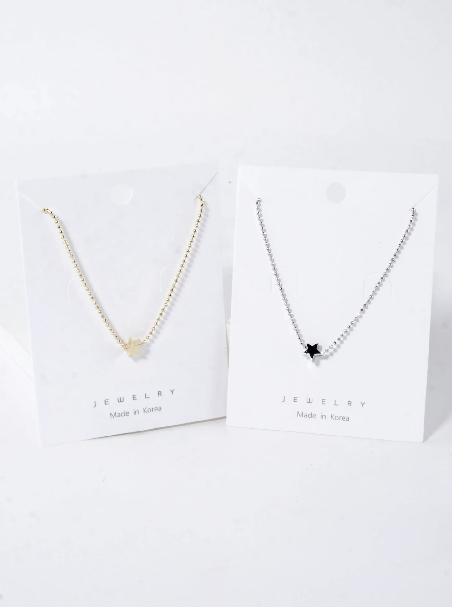 Tiny Sideways Star Brass Ball Chain Necklace