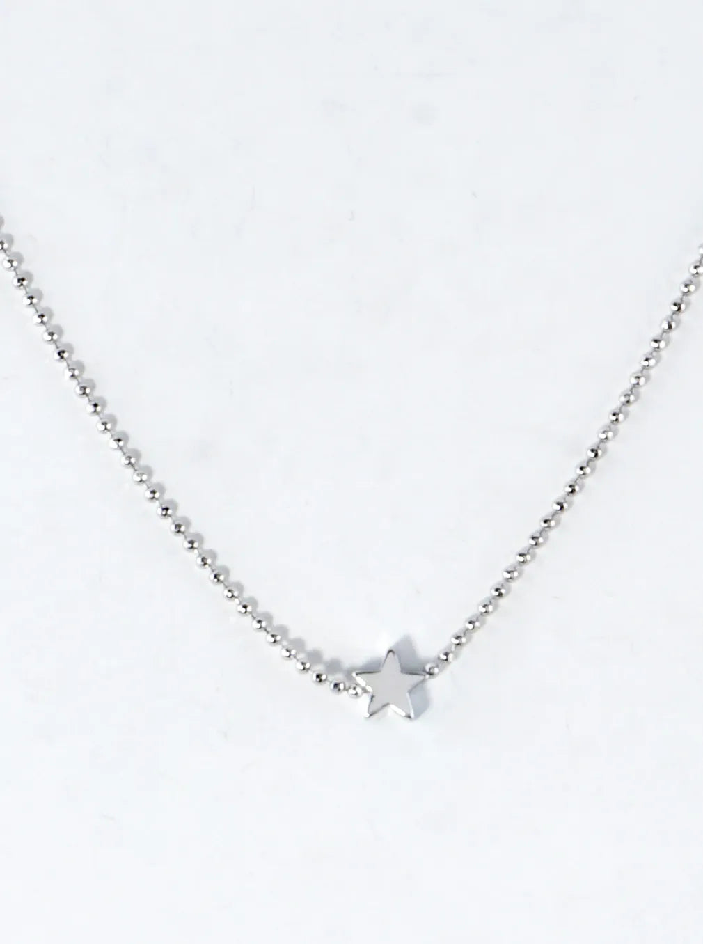 Tiny Sideways Star Brass Ball Chain Necklace